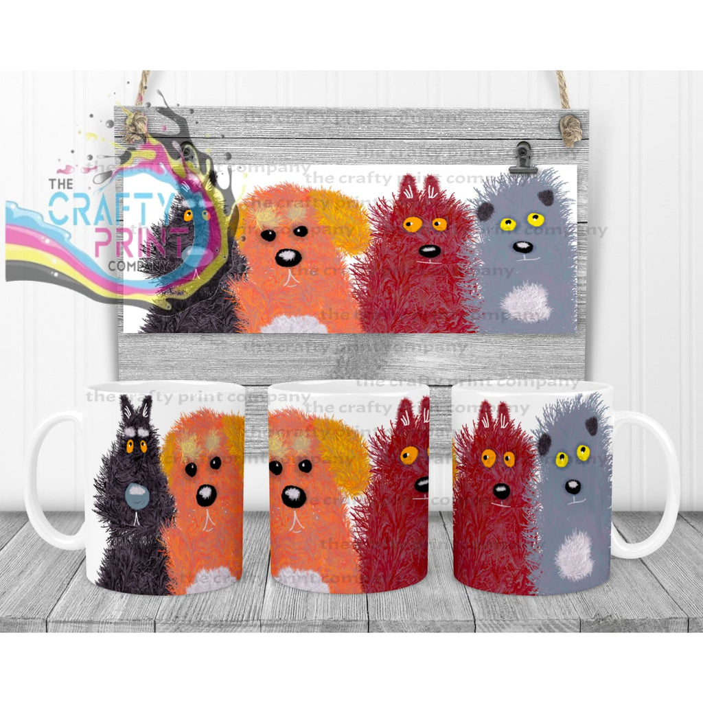 Cute Cartoon Dogs Mug - White Handle & Inner - Mugs