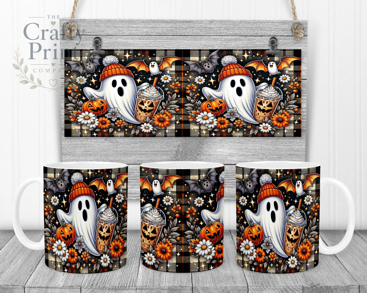 Cute Ghost Pumpkin Mug - 11oz Ceramic / White Handle &