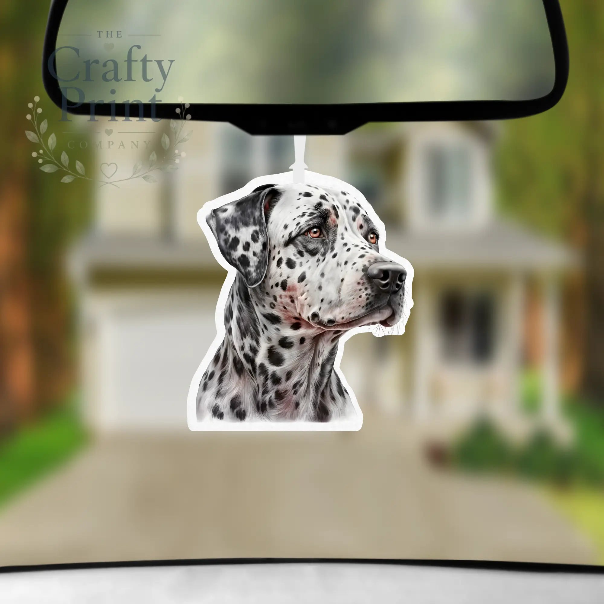 Dalmation Head Car Air Freshener with Fragrance Bottle