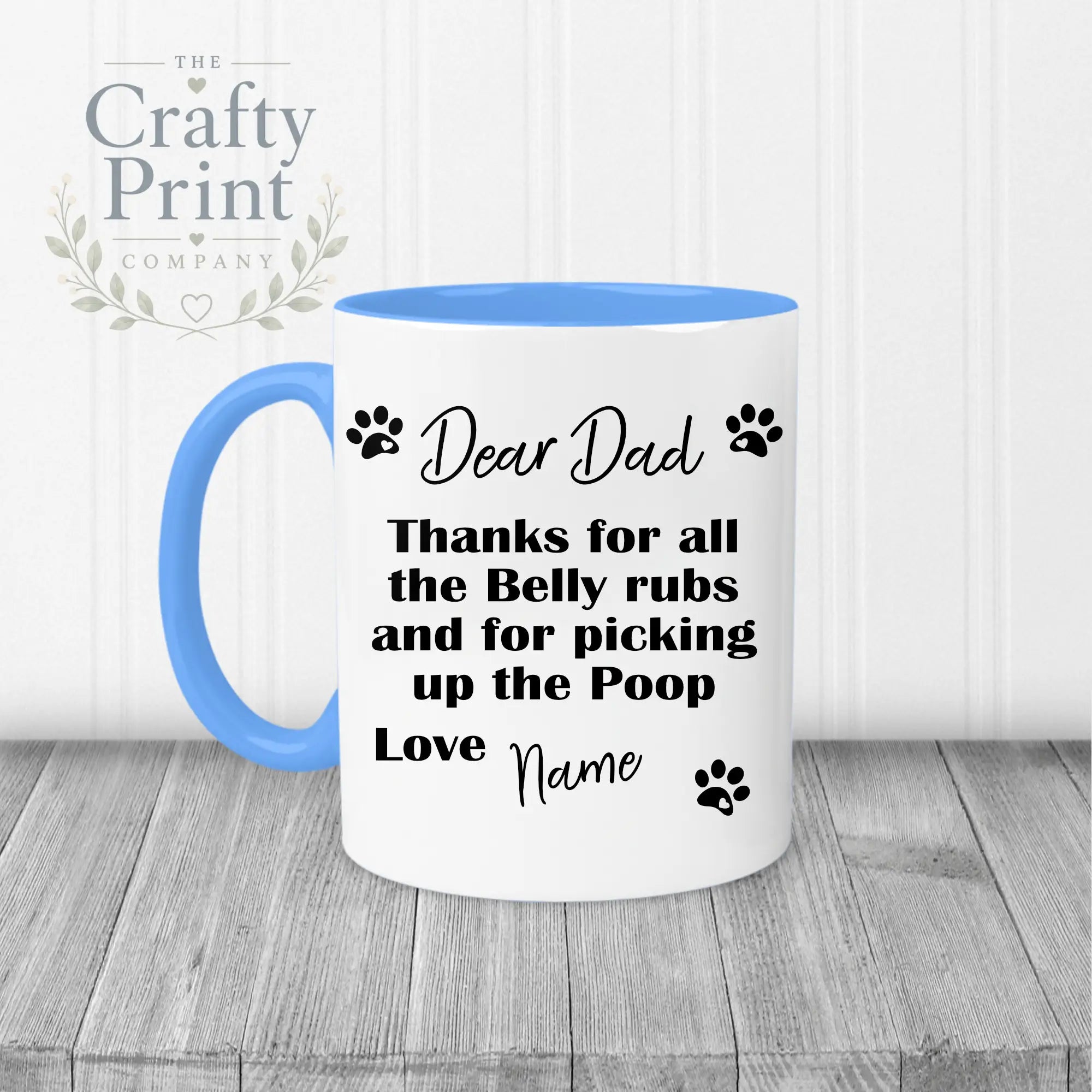 Dear Personalised Thanks for all the belly rubs Mug - Blue