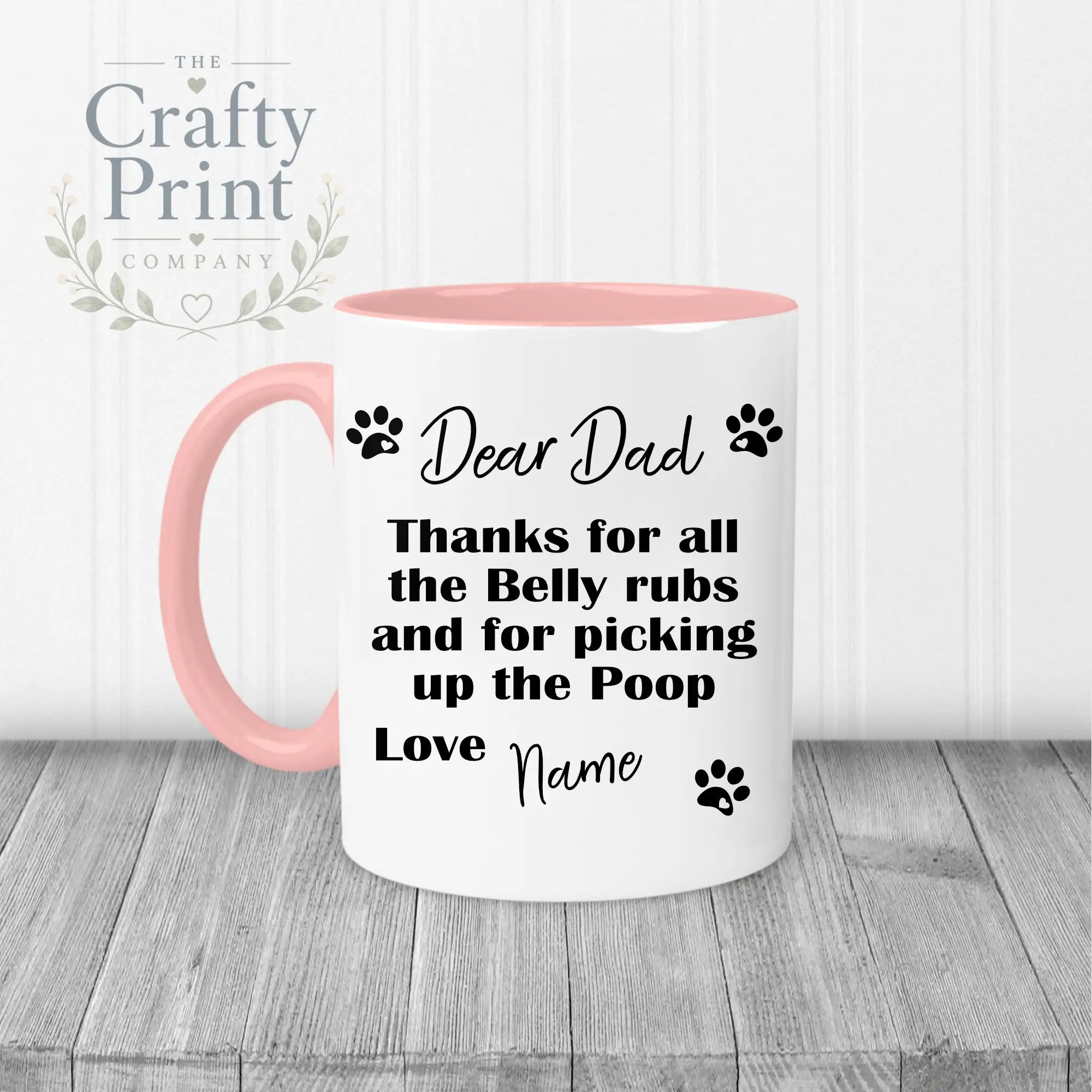 Dear Personalised Thanks for all the belly rubs Mug - Pink