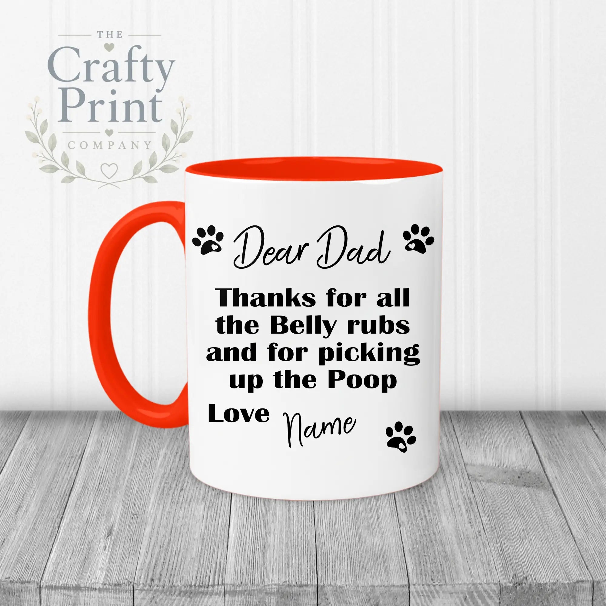 Dear Personalised Thanks for all the belly rubs Mug - Red