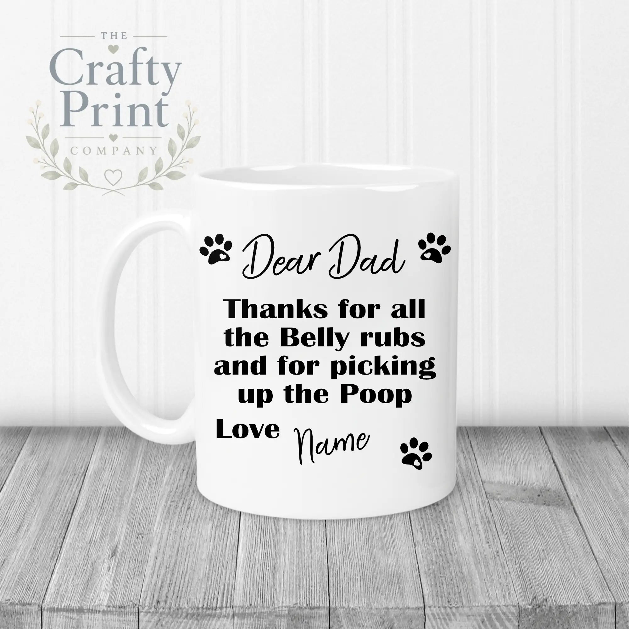 Dear Personalised Thanks for all the belly rubs Mug - White