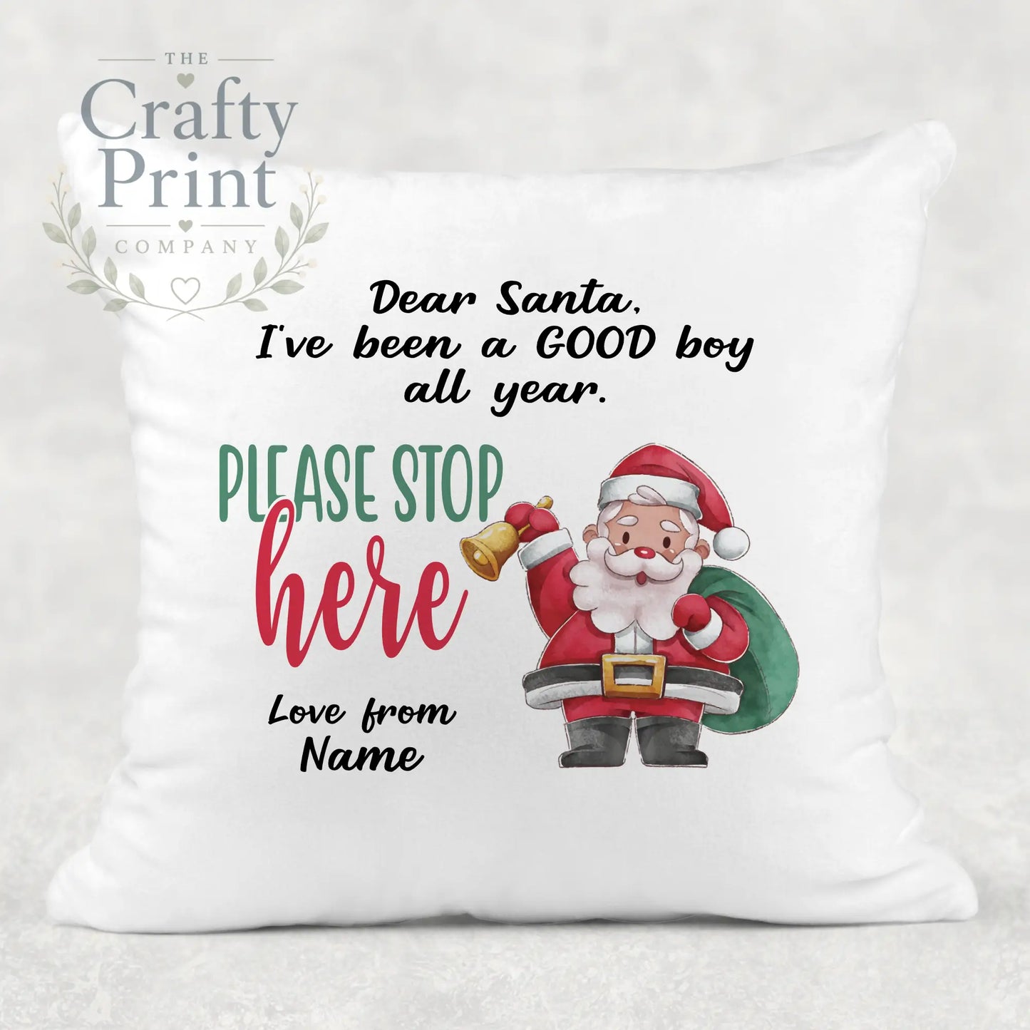 Dear Santa Please stop here Personalised Cushion - Boy