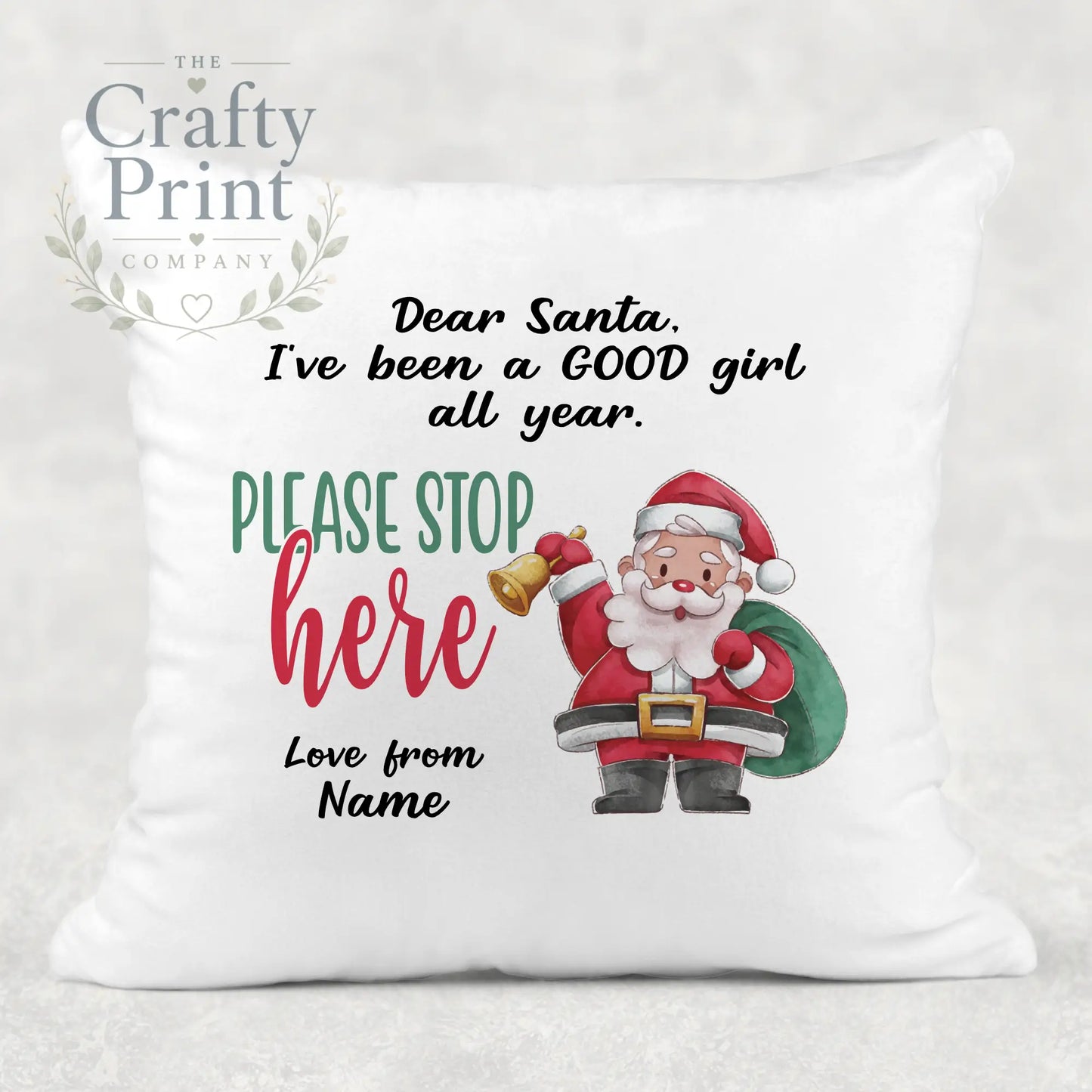 Dear Santa Please stop here Personalised Cushion - Girl