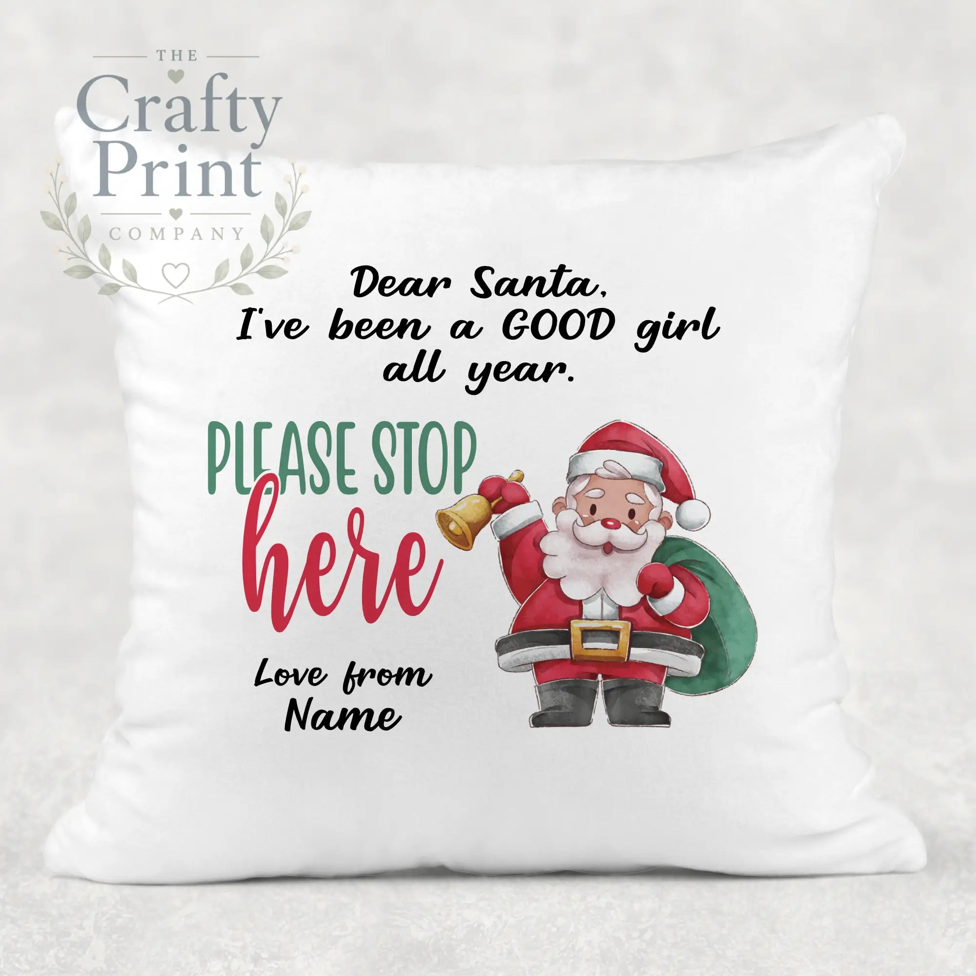 Dear Santa Please stop here Personalised Cushion - Girl