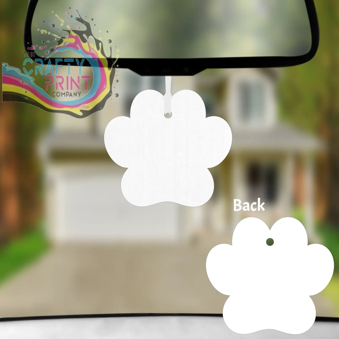 White cloud-shaped car air freshener hanging from rearview mirror with fragrance bottle for custom car air freshener design
