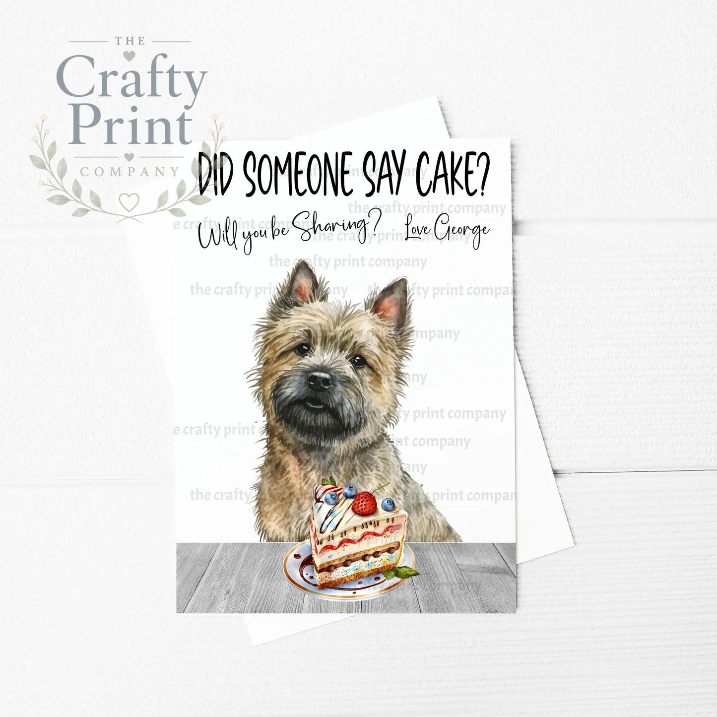 Did someone say cake? Cairn Terrier A5 Birthday Card