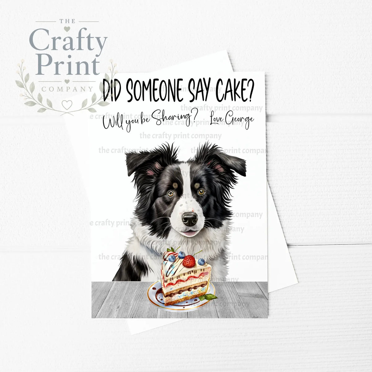 Did someone say cake? Collie A5 Birthday Card - Greeting &