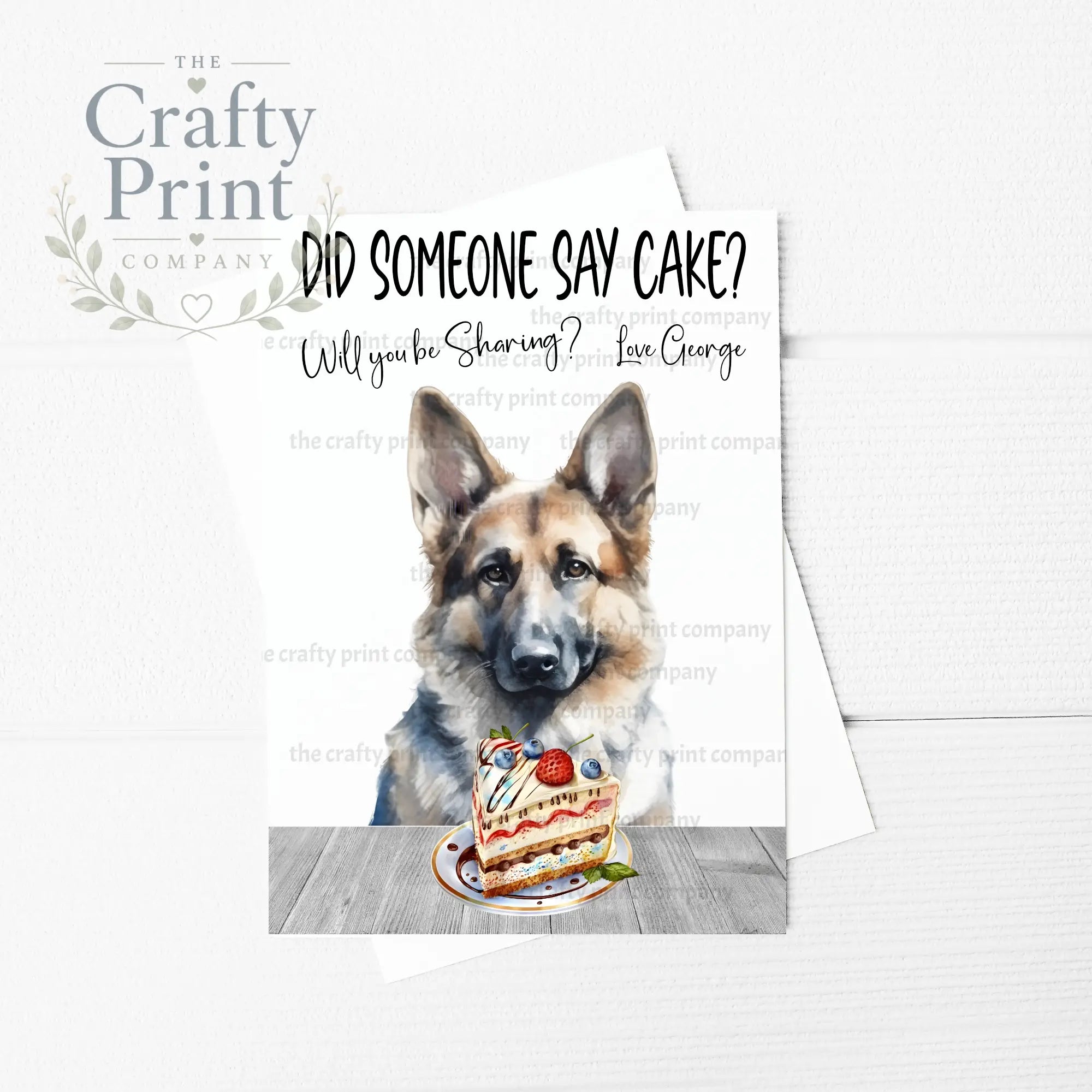 Did someone say cake? German Shepherd A5 Birthday Card