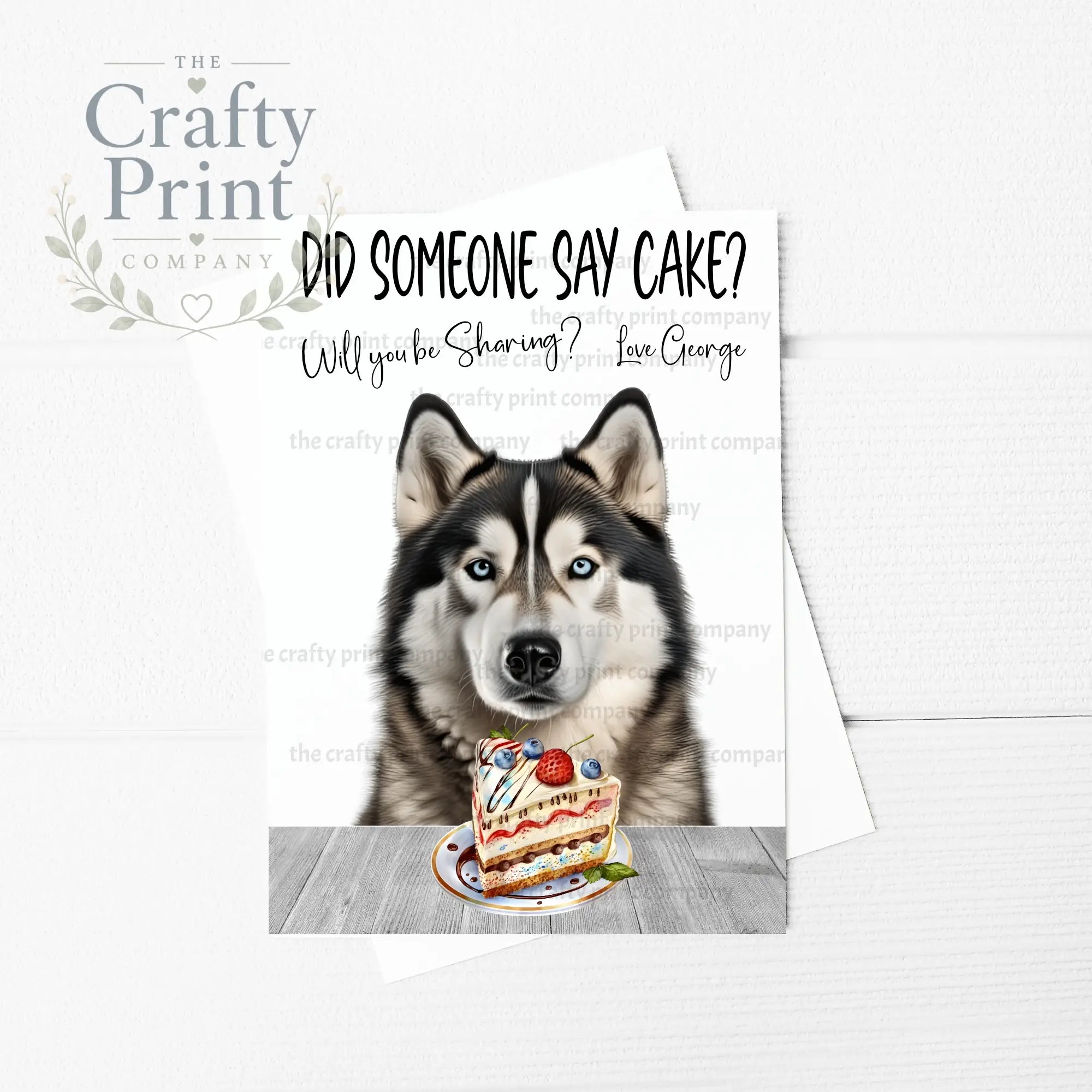 Did someone say cake? Husky A5 Birthday Card - Greeting &