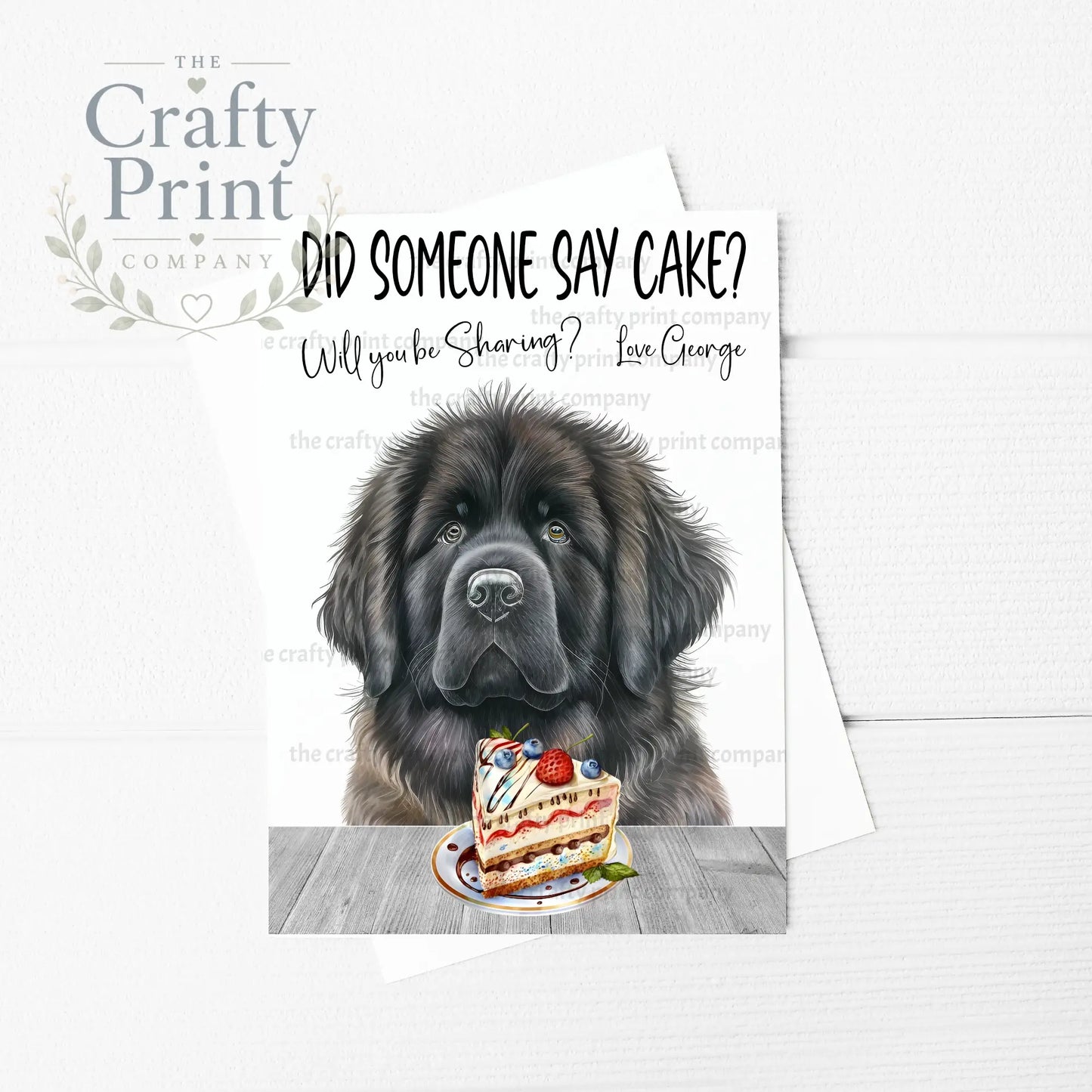 Did someone say cake? Newfoundland A5 Birthday Card