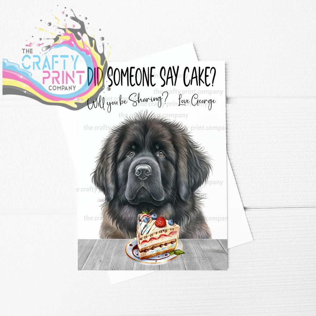 Did someone say cake? Newfoundland A5 Birthday Card -