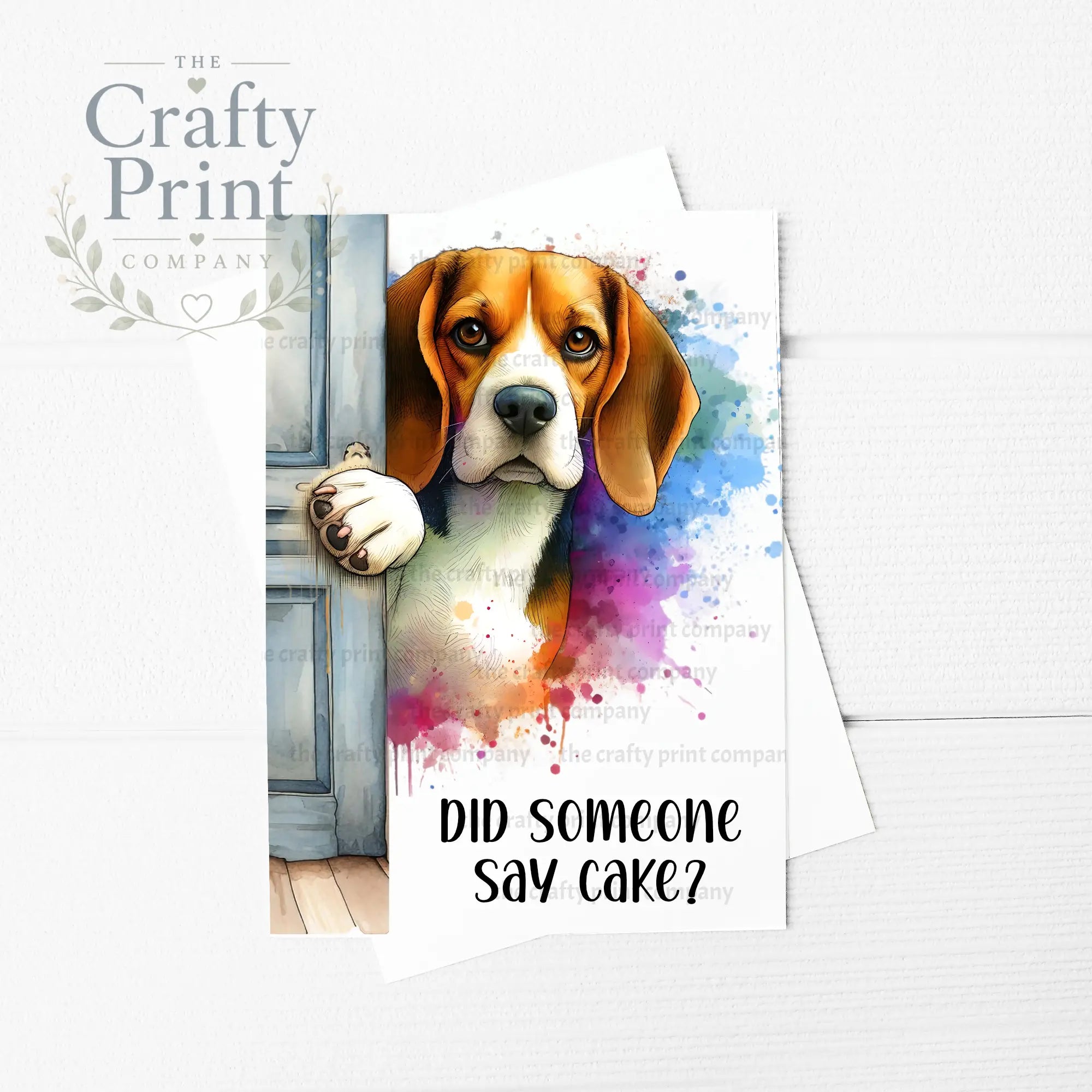 Did someone say cake? Peeking Beagle A5 Birthday Card