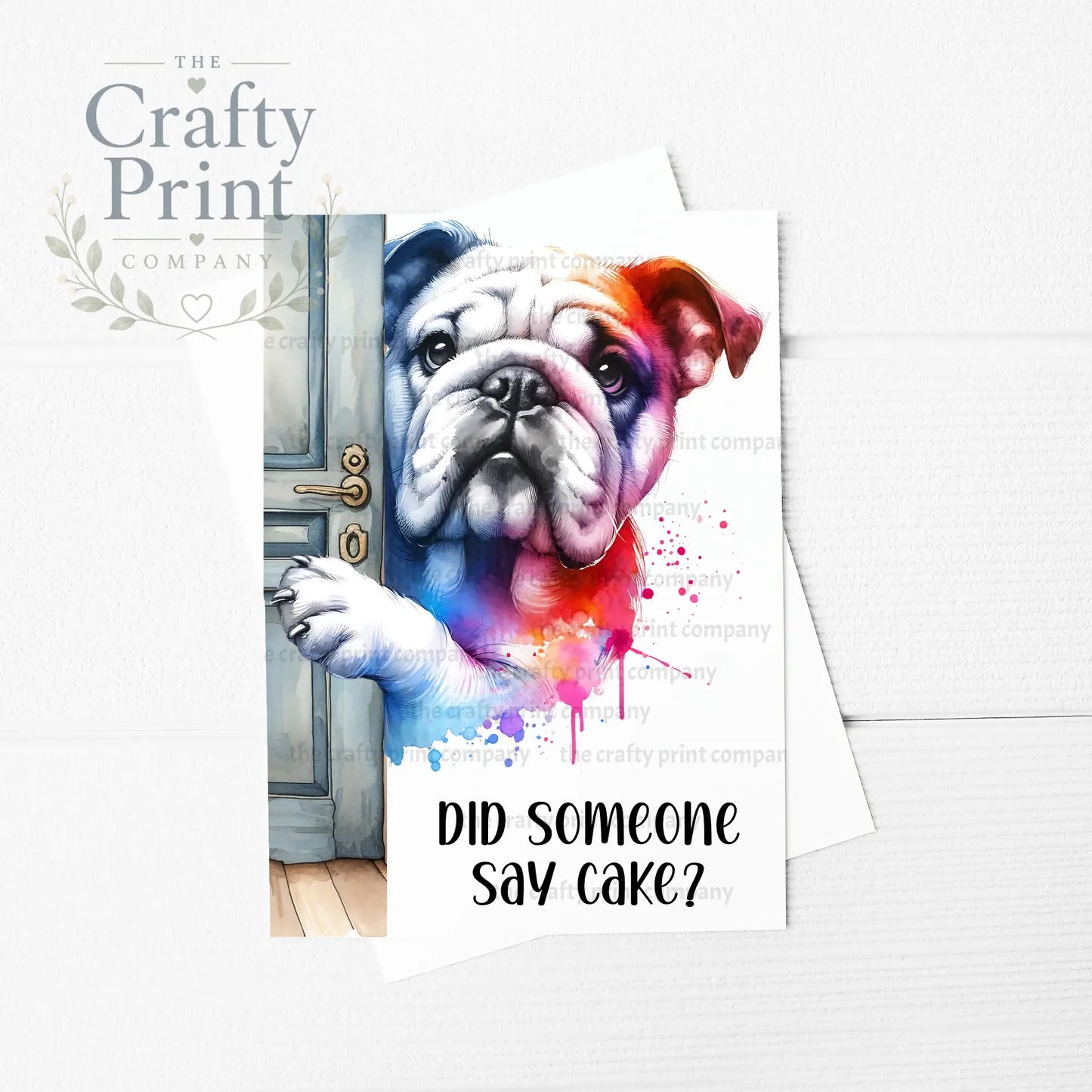 Did someone say cake? Peeking Bulldog A5 Birthday Card