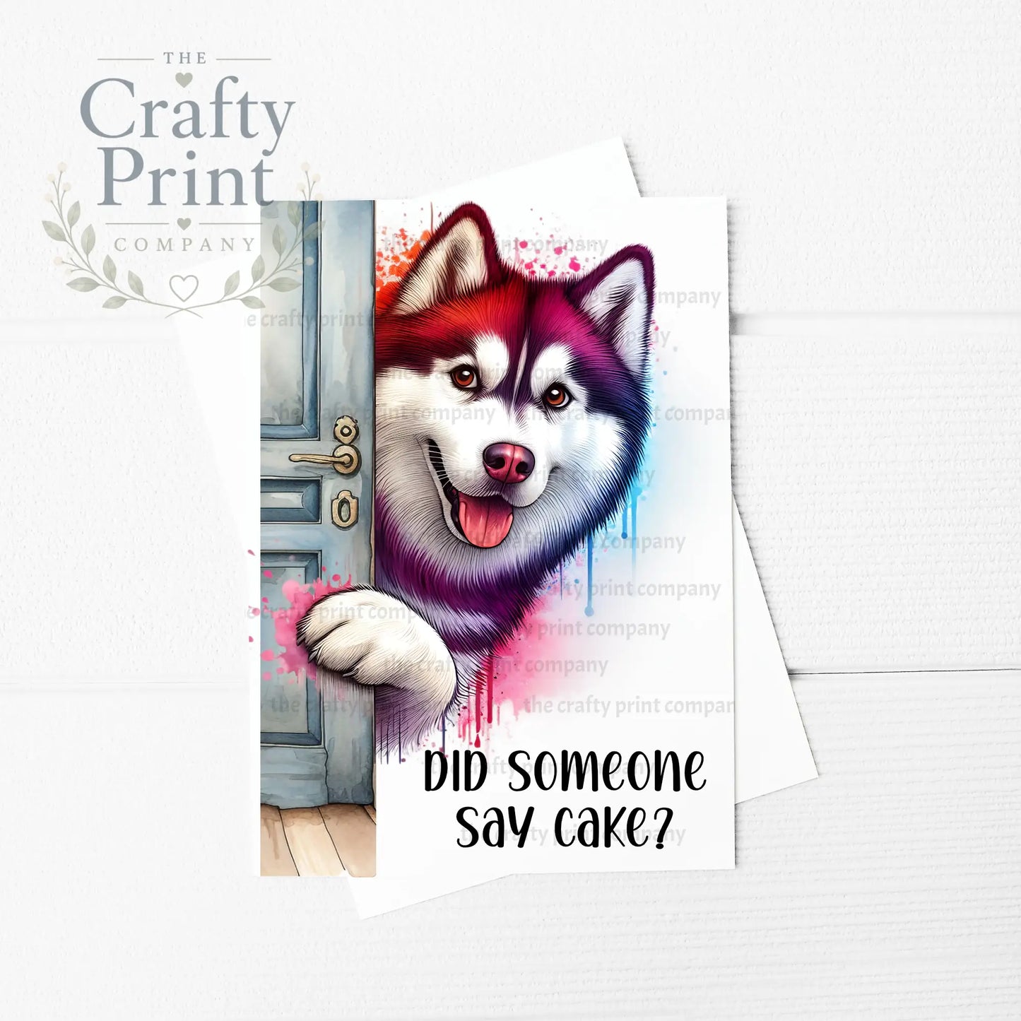 Did someone say cake? Peeking Husky A5 Birthday Card