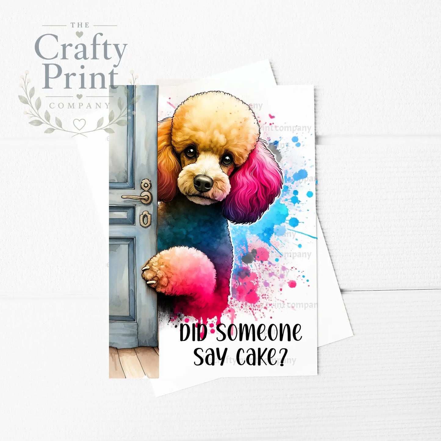 Did someone say cake? Peeking Poodle A5 Birthday Card