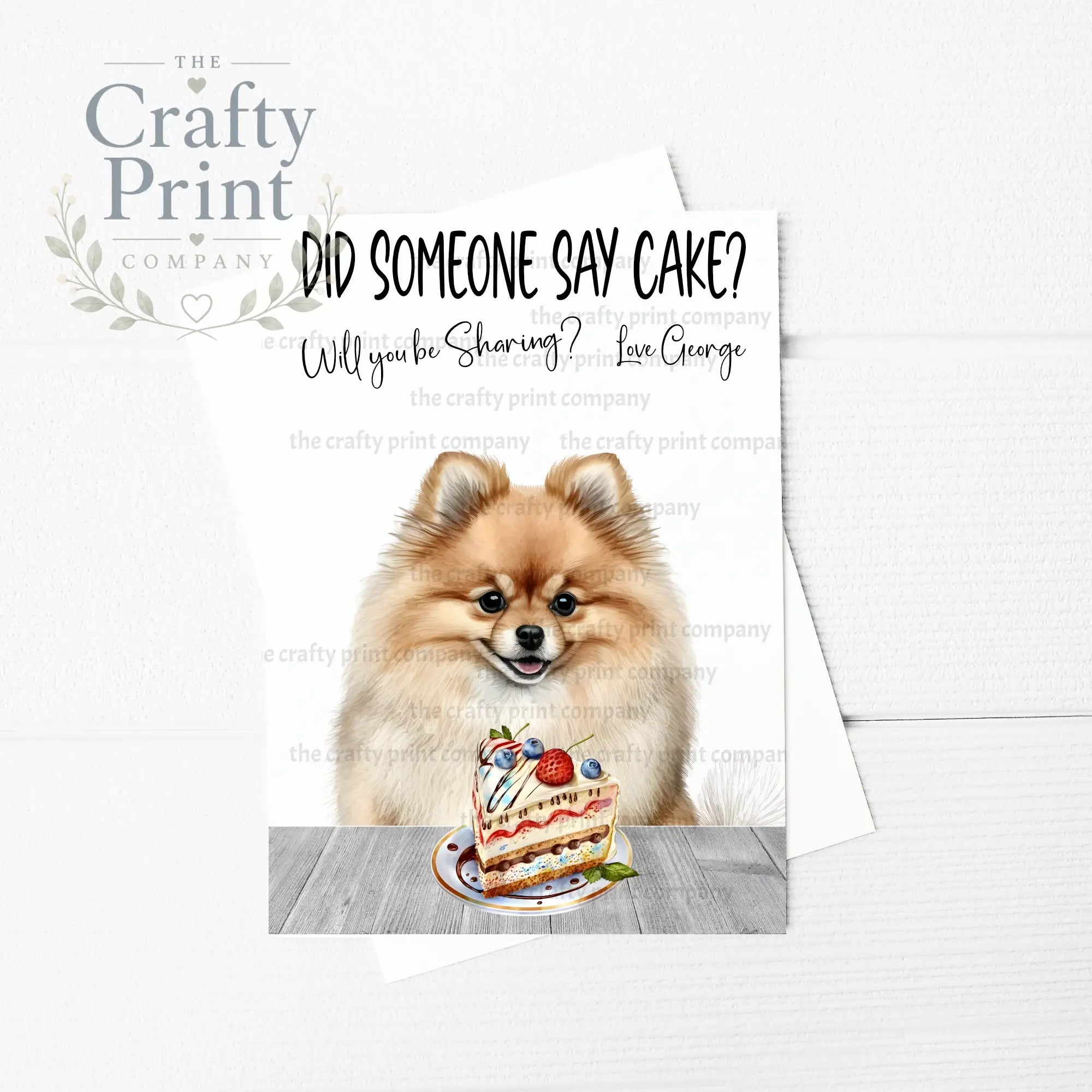 Did someone say cake? Pomeranian A5 Birthday Card
