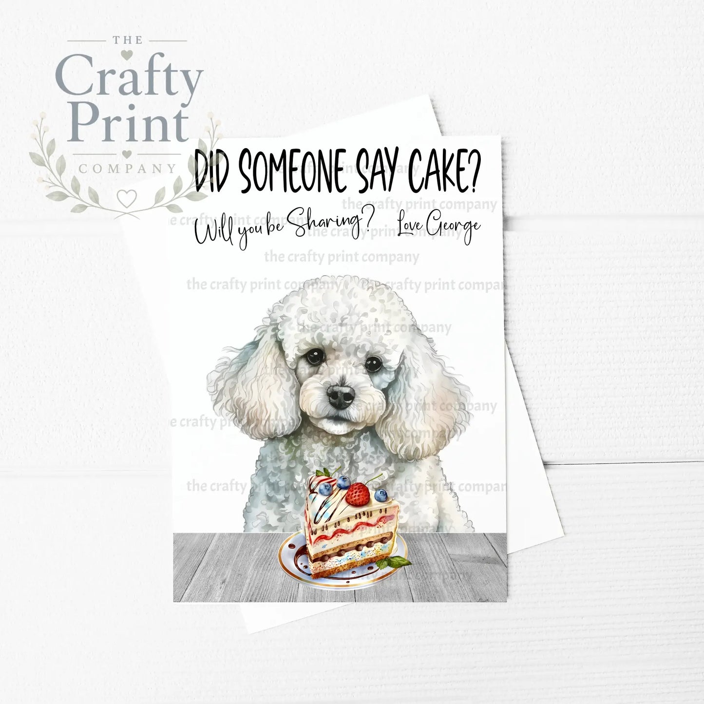 Did someone say cake? Poodle A5 Birthday Card - Greeting &