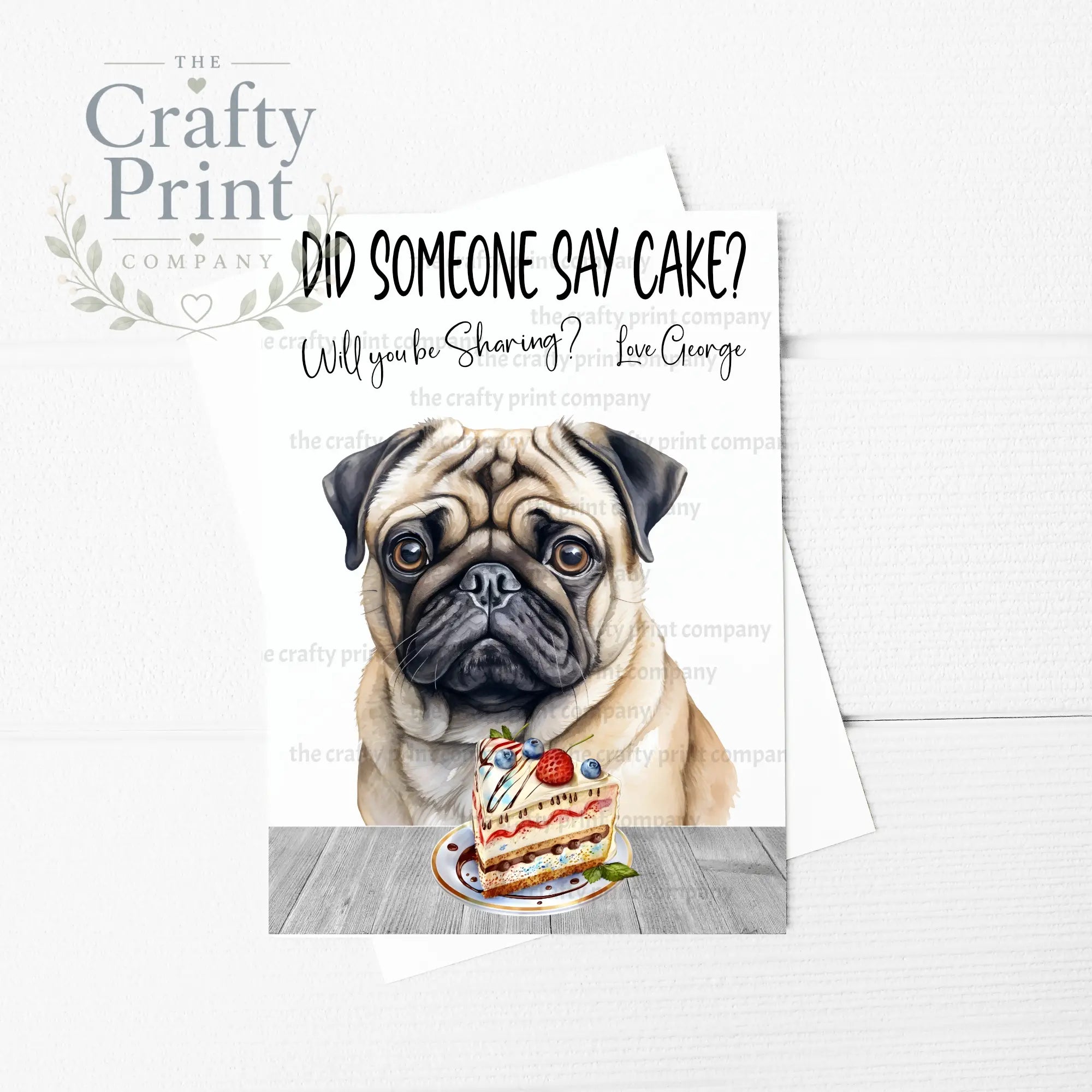 Did someone say cake? Pug A5 Birthday Card - Greeting &