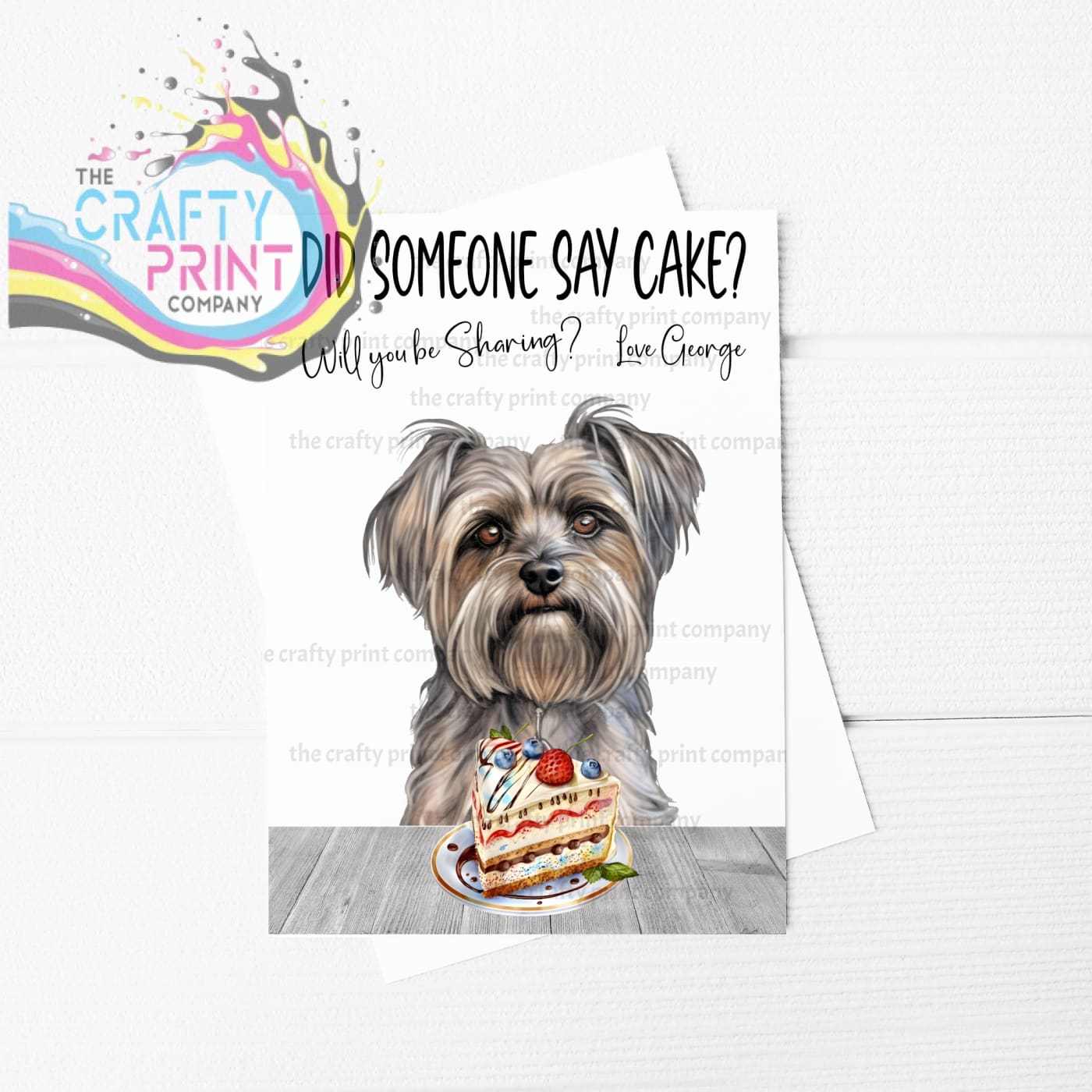 Did someone say cake? Yorkshire Terrier A5 Birthday Card