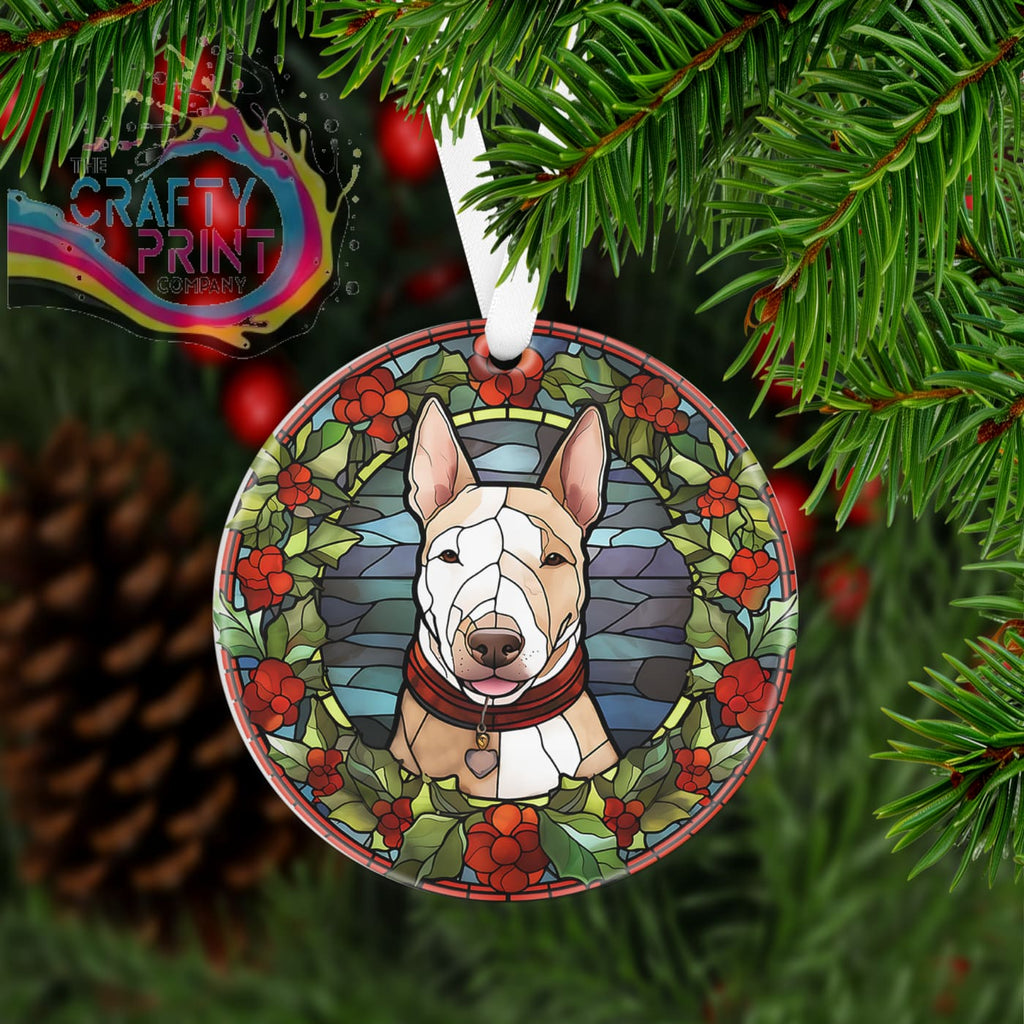 Dog Christmas Acrylic Bauble Stained Glass Look - Bull