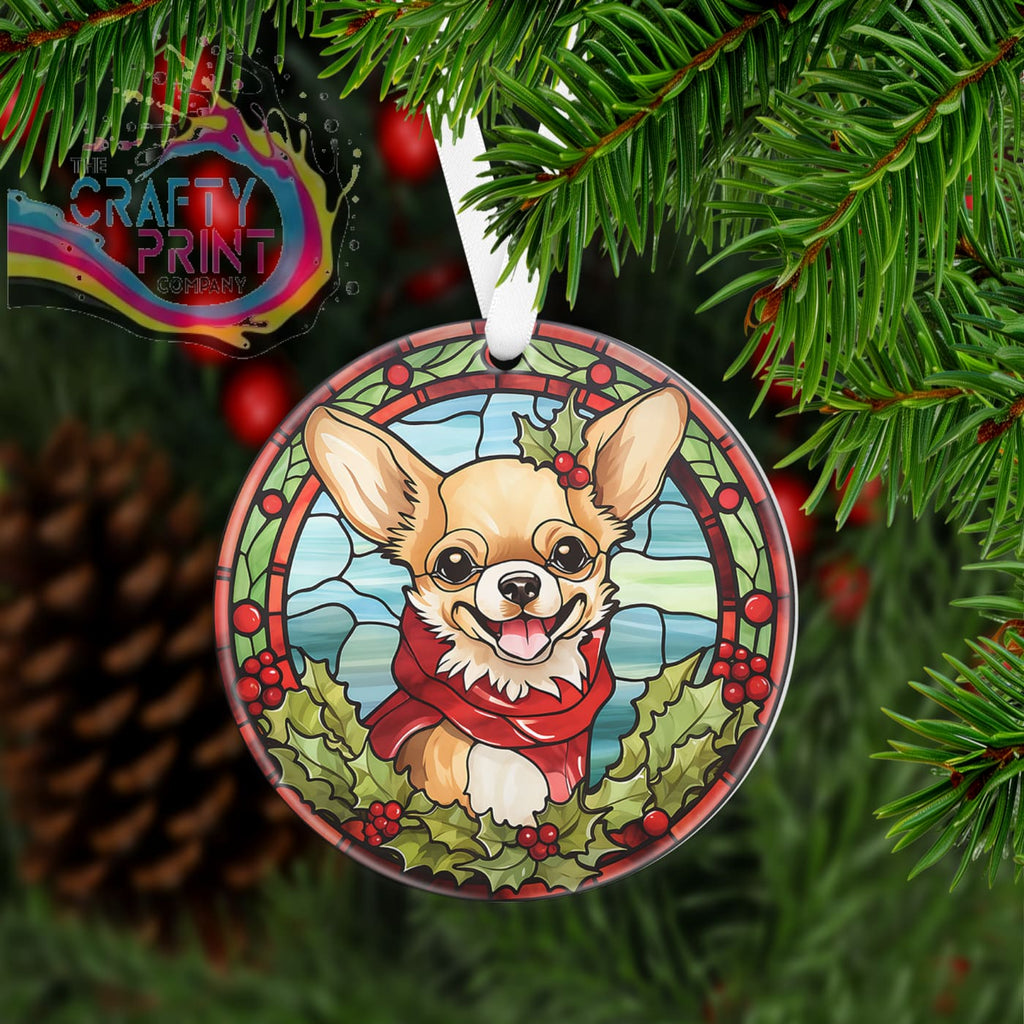 Dog Christmas Acrylic Bauble Stained Glass Look - Chihuahua