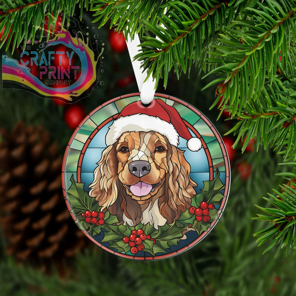 Dog Christmas Acrylic Bauble Stained Glass Look - Cocker