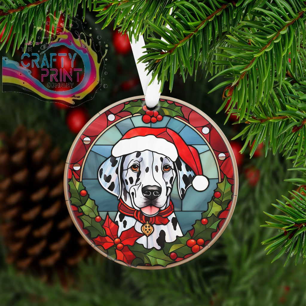 Dog Christmas Acrylic Bauble Stained Glass Look - Dalmation