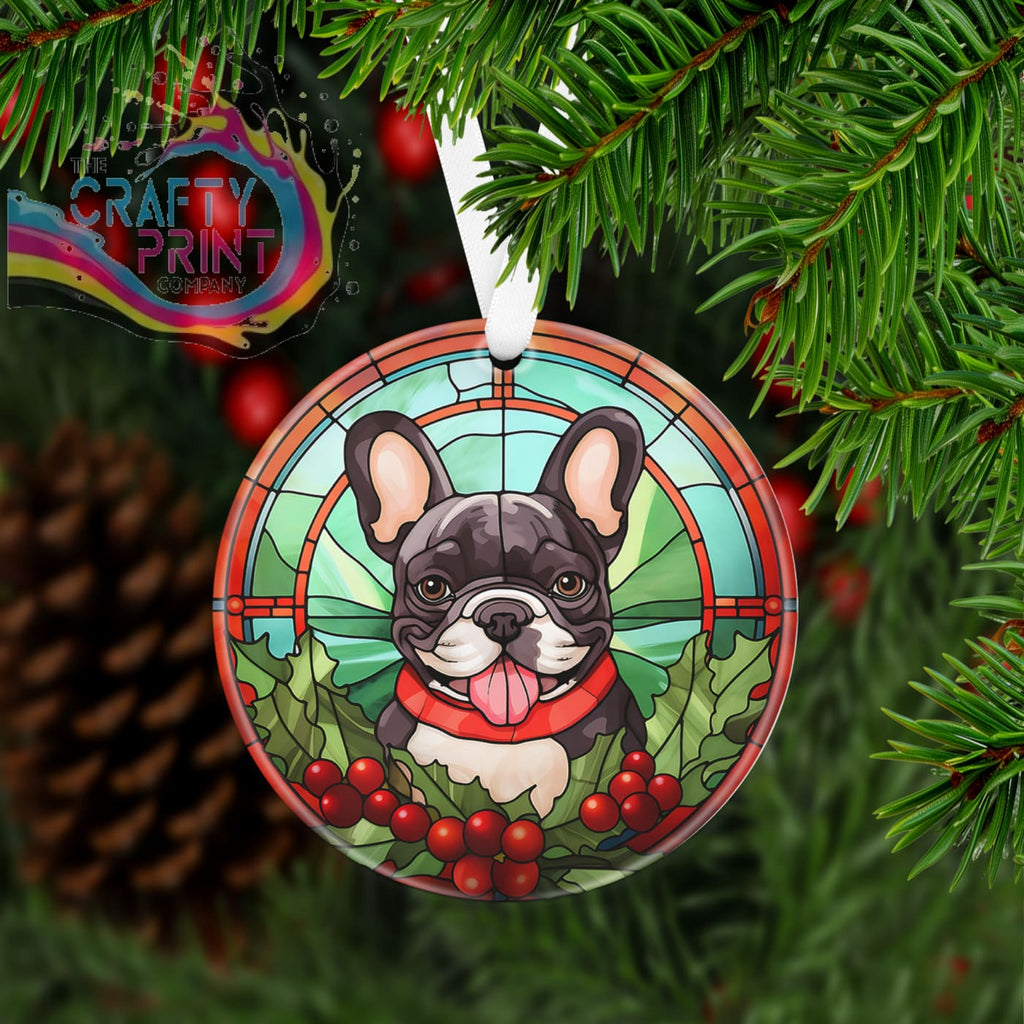Dog Christmas Acrylic Bauble Stained Glass Look - French