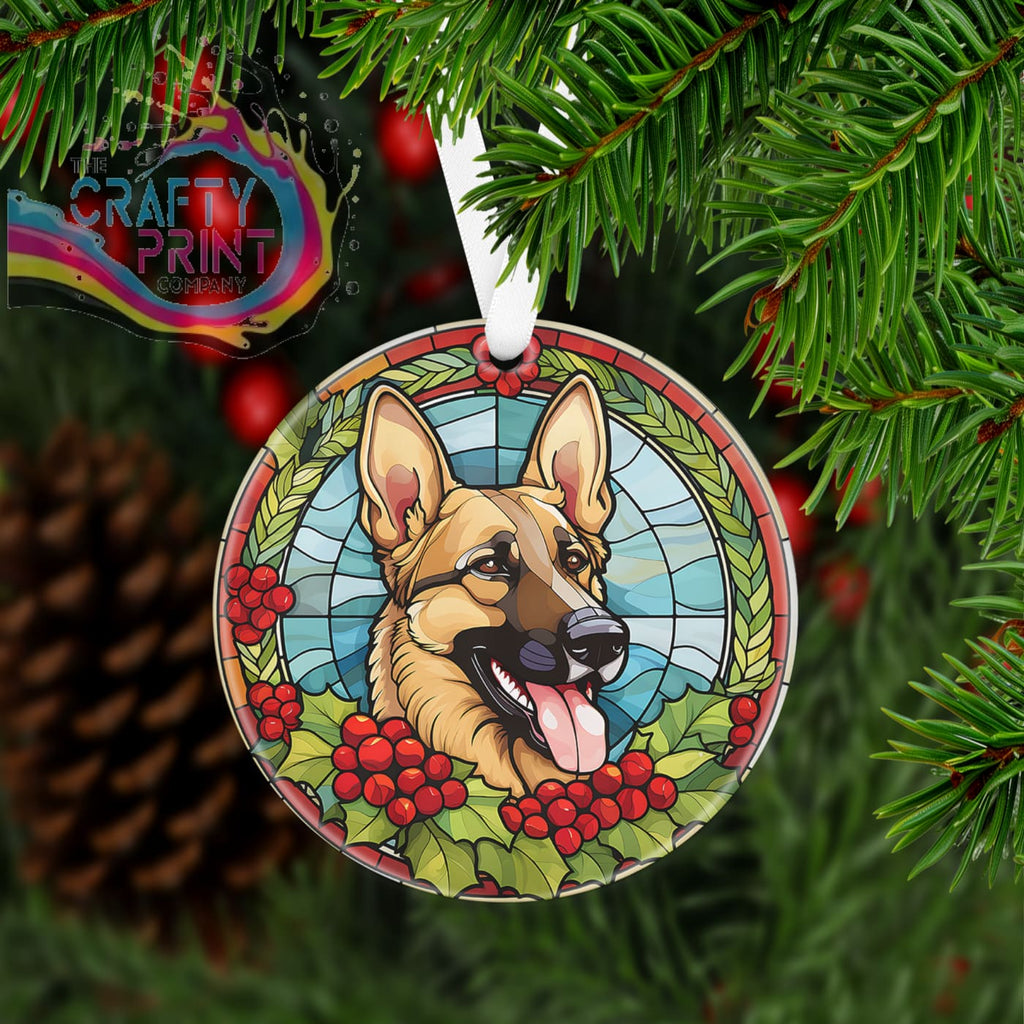 Dog Christmas Acrylic Bauble Stained Glass Look - German
