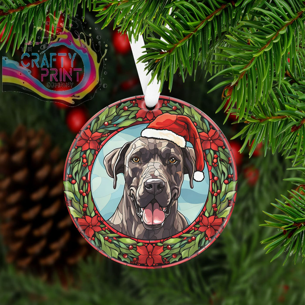 Dog Christmas Acrylic Bauble Stained Glass Look - Great