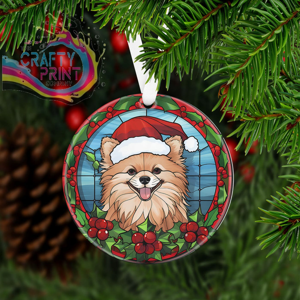 Dog Christmas Acrylic Bauble Stained Glass Look