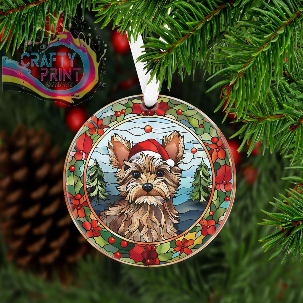 Dog Christmas Acrylic Bauble Stained Glass Look - Yorkshire