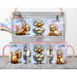Duck Funny Faces Mug - Pink Handle & Inner - Mugs