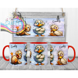 Duck Funny Faces Mug - Red Handle & Inner - Mugs