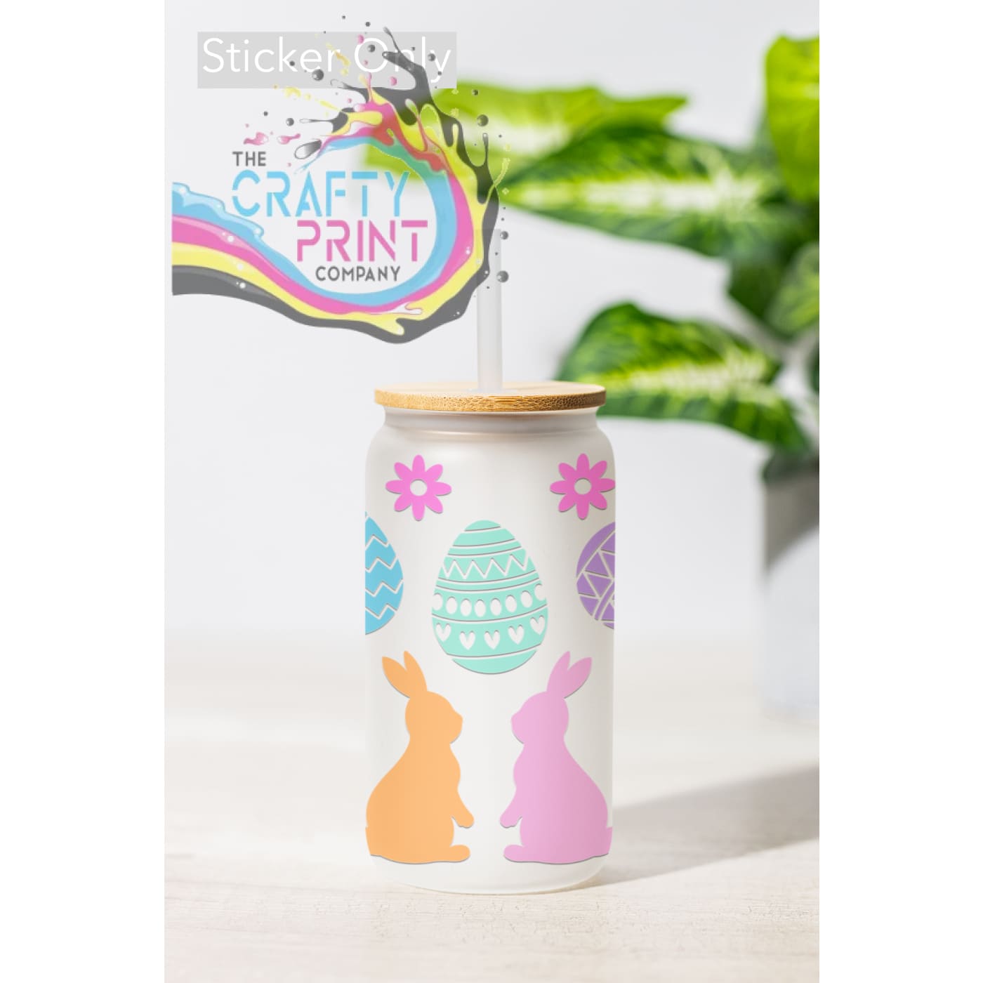 Easter Bunny Eggs 16oz Libbey Glass Can UV DTF Wrap | Cup