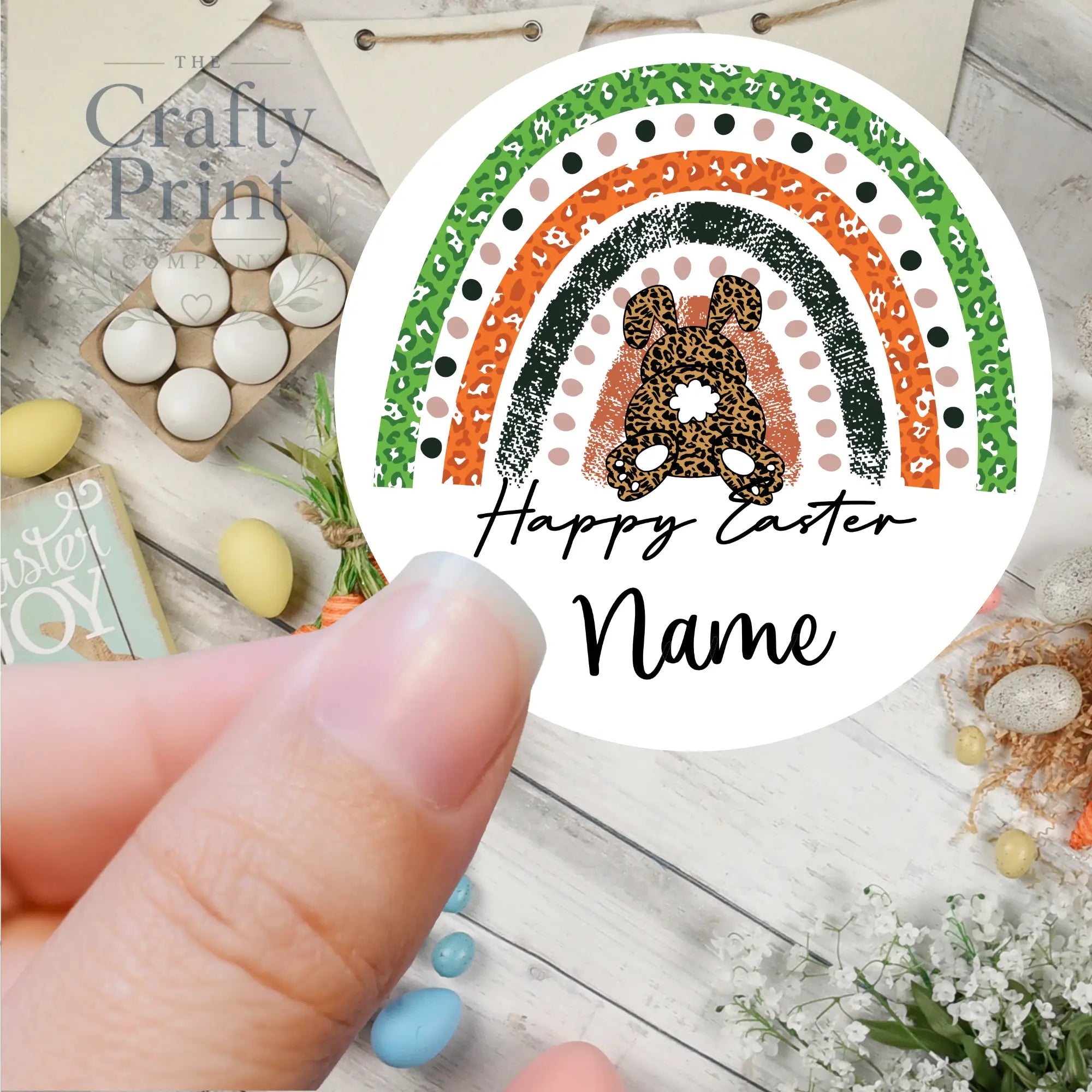 Easter Rainbow Bunny Bum Personalised Printed Sticker