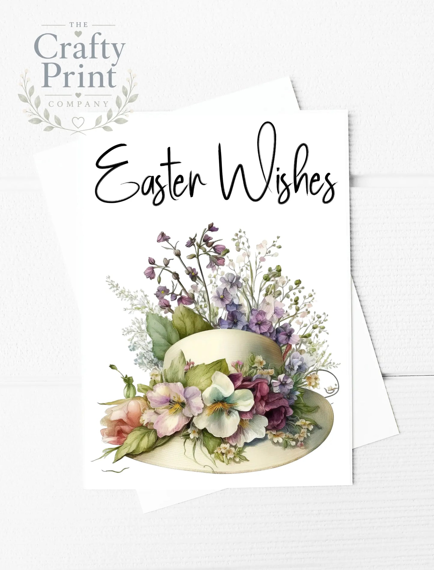 Easter Wishes Hat Flowers A5 Card - Greeting & Note Cards