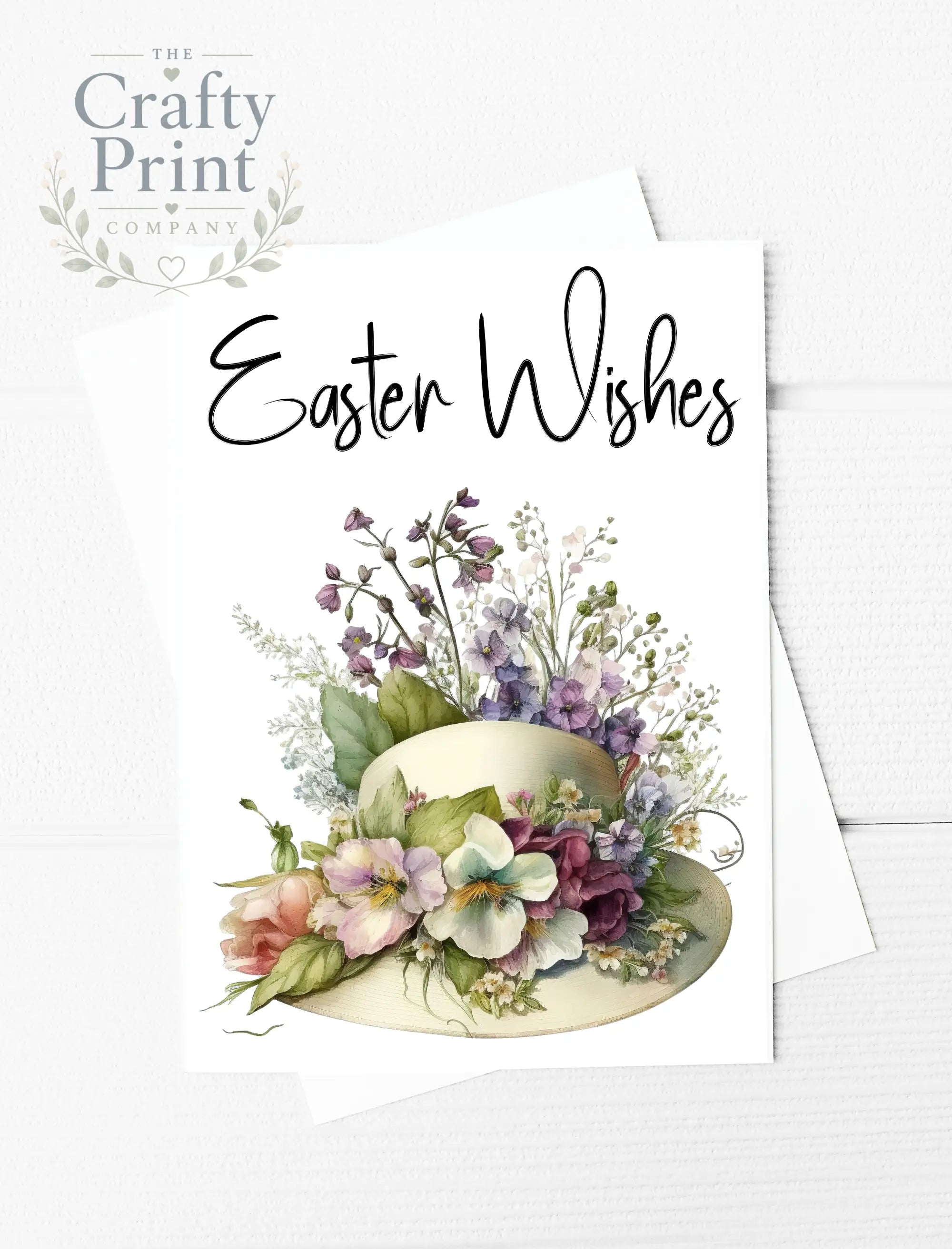 Easter Wishes Hat Flowers A5 Card - Greeting & Note Cards