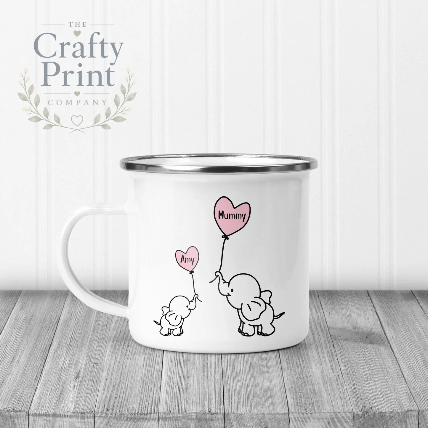 Elephant Mommy & Baby Mug - Enamel - Mugs