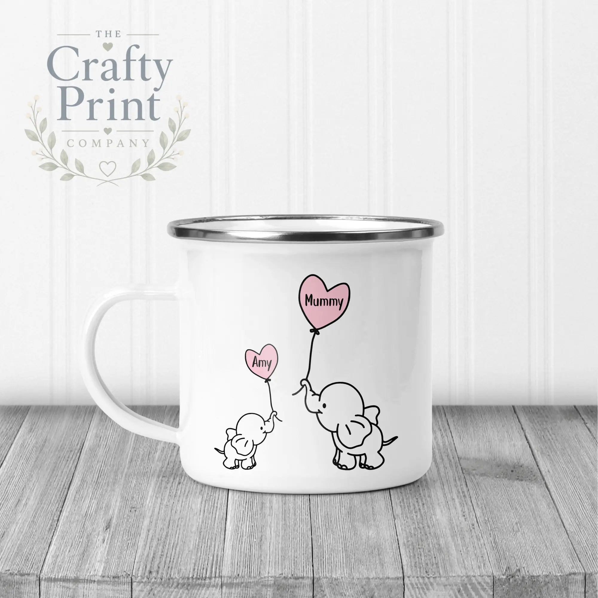 Elephant Mommy & Baby Mug - Enamel - Mugs