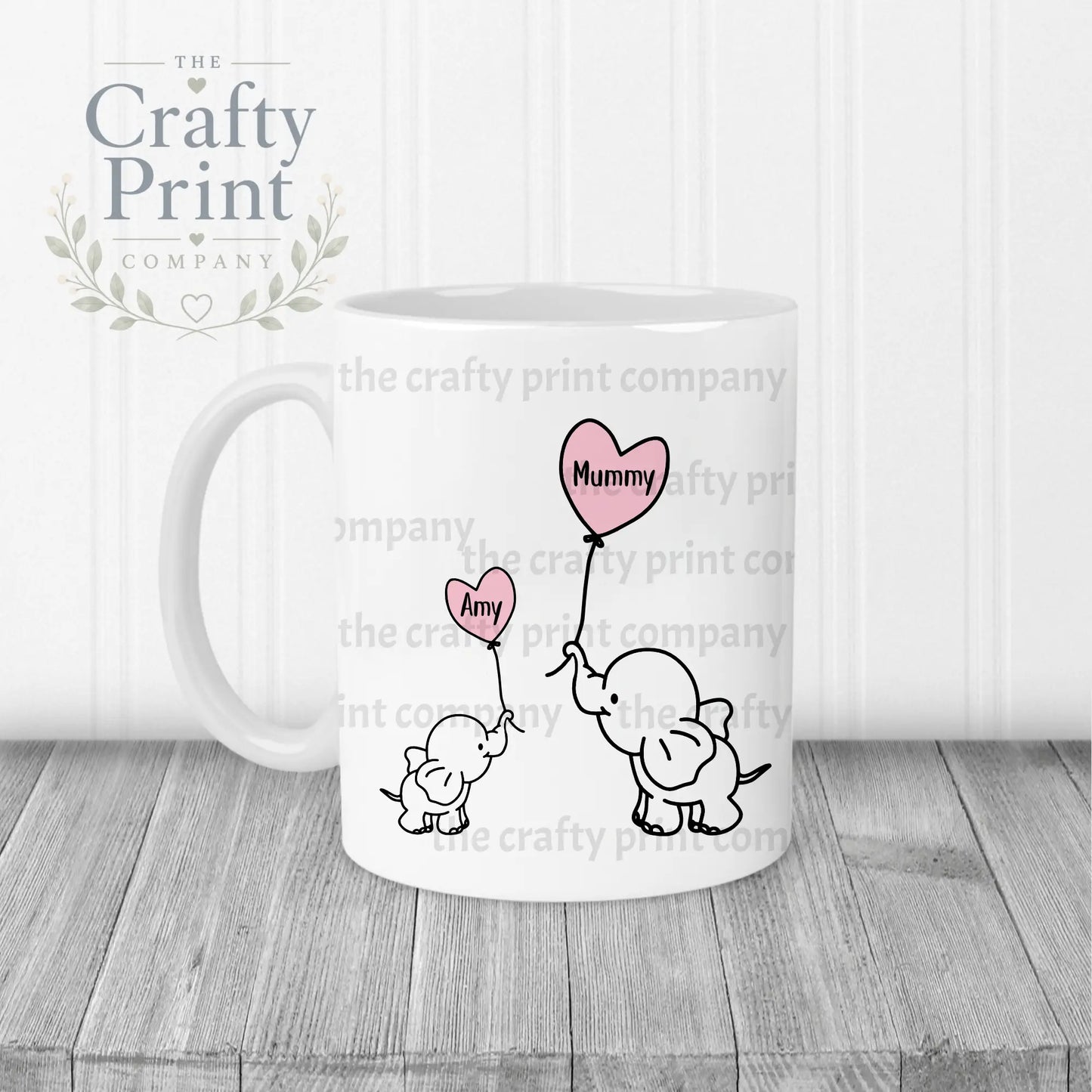 Elephant Mommy & Baby Mug - White Handle Inner - Mugs