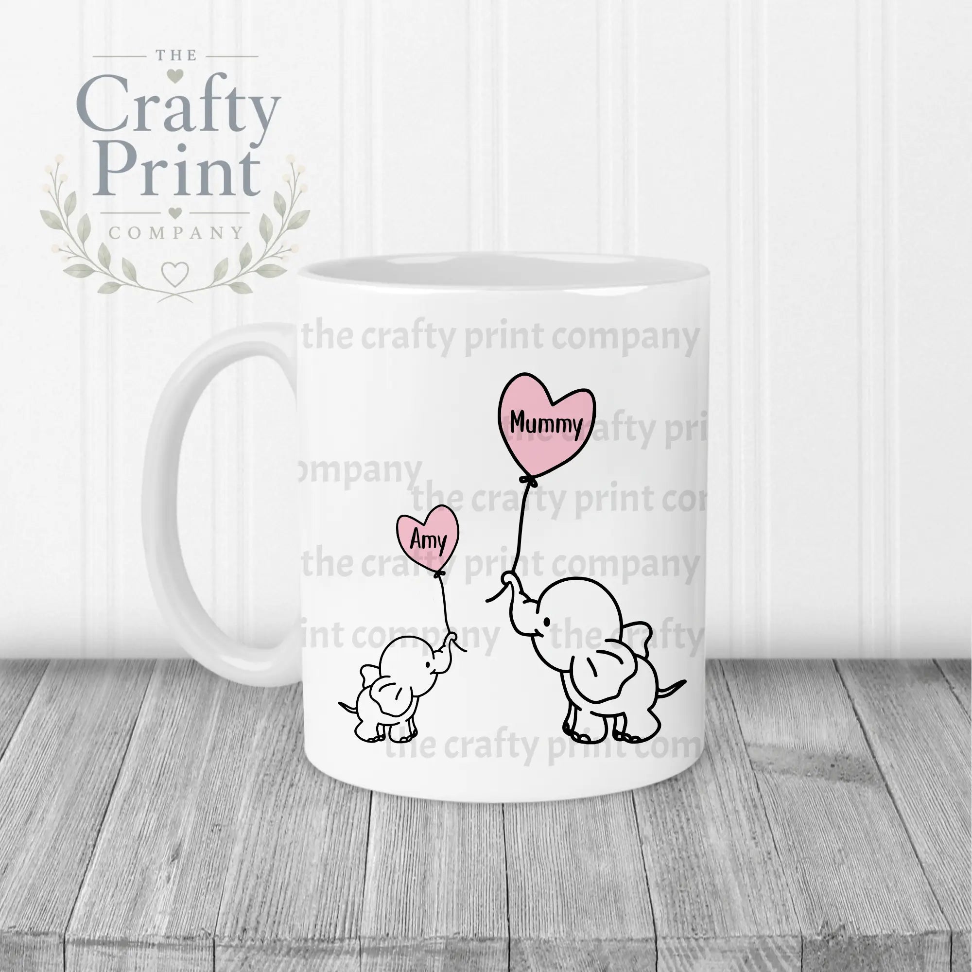 Elephant Mommy & Baby Mug - White Handle Inner - Mugs