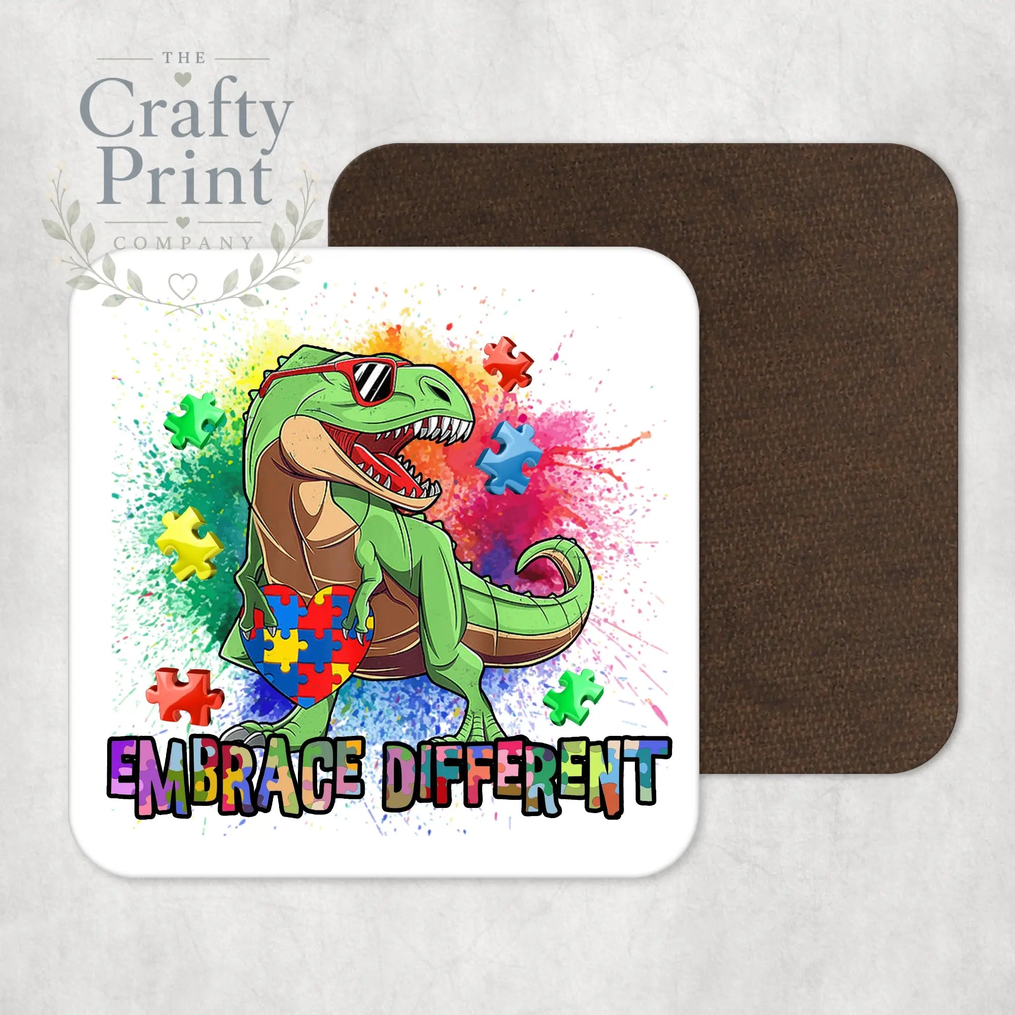 Embrace Different Autism Dinosaur Coaster - Coasters