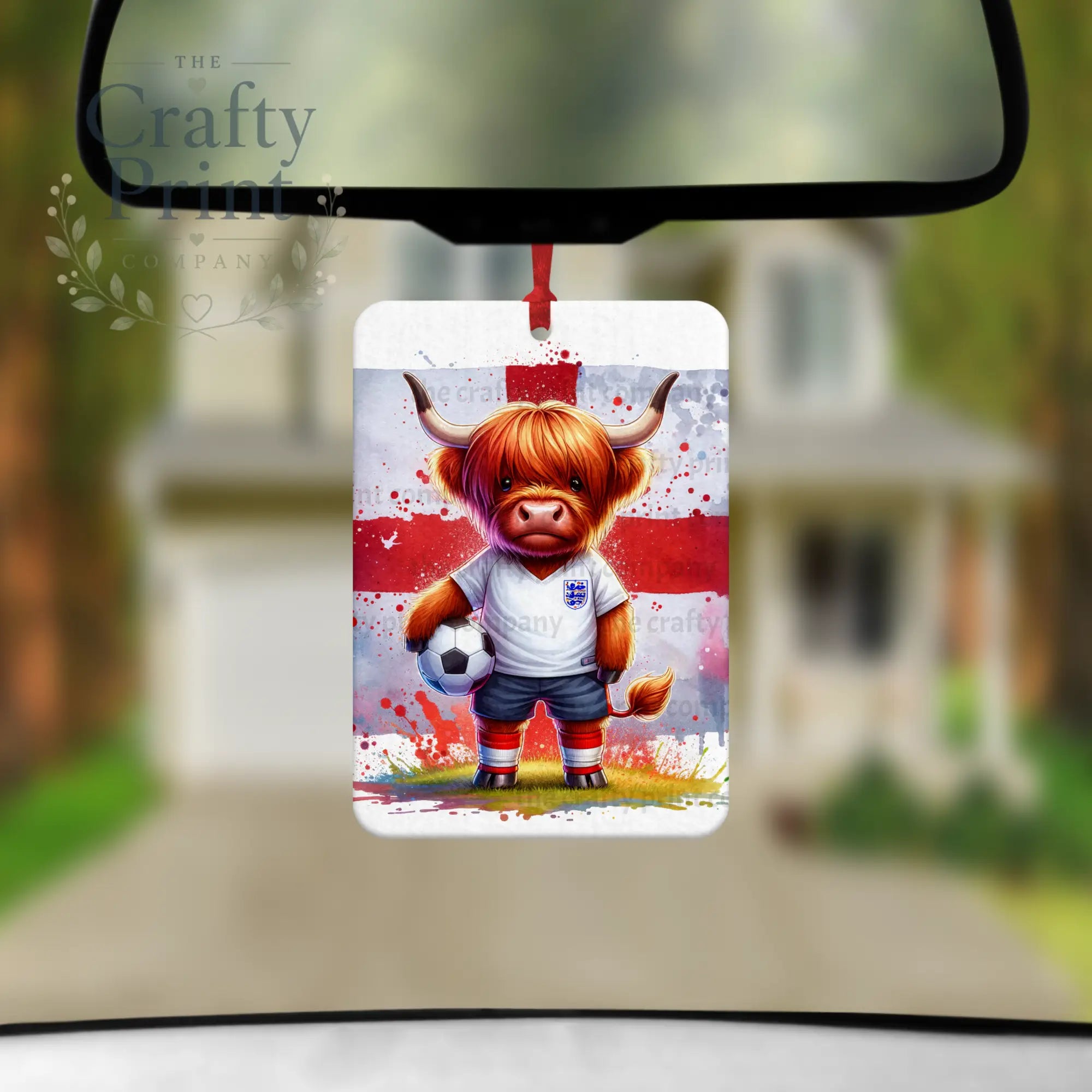 England Football Highland Cow Car Air Freshener - Vehicle