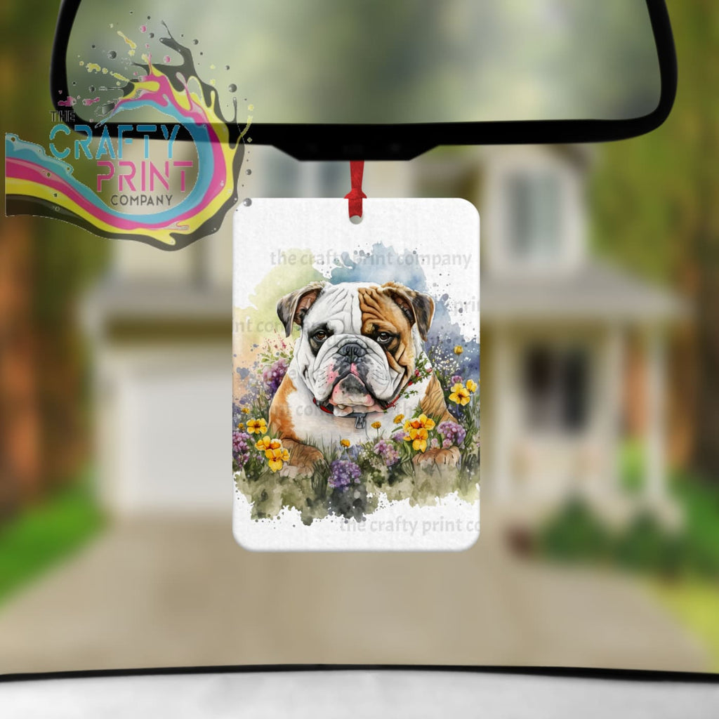 English Bulldog Flowers Car Air Freshener - Vehicle