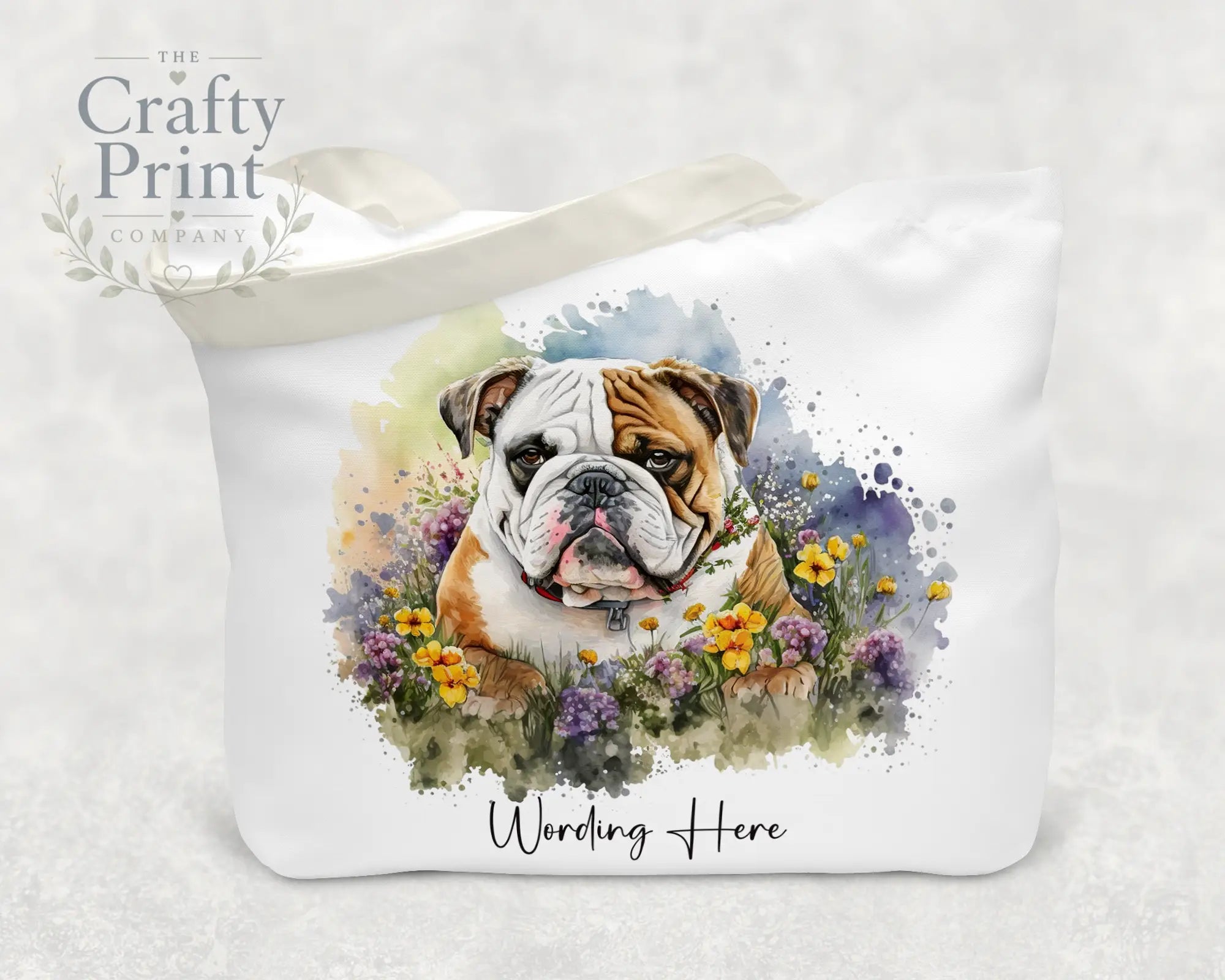 English Bulldog Flowers Tote Bag - Shopping Totes