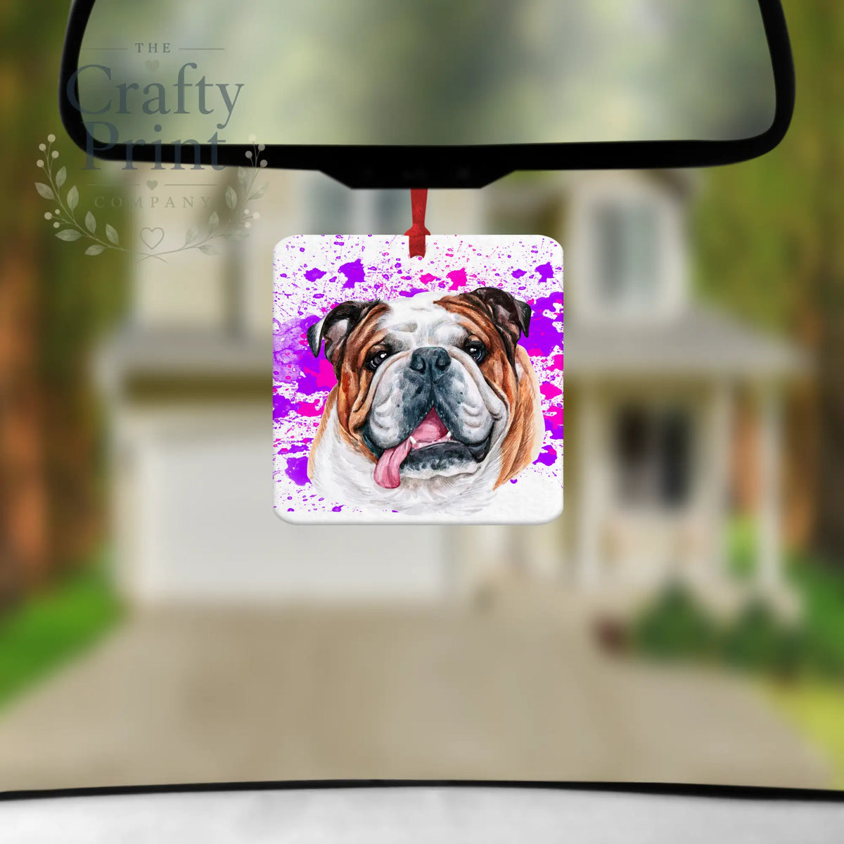 English Bulldog Paint Splatter Car Air Freshener - Vehicle