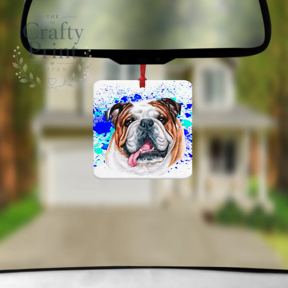 English Bulldog Paint Splatter Car Air Freshener - Vehicle